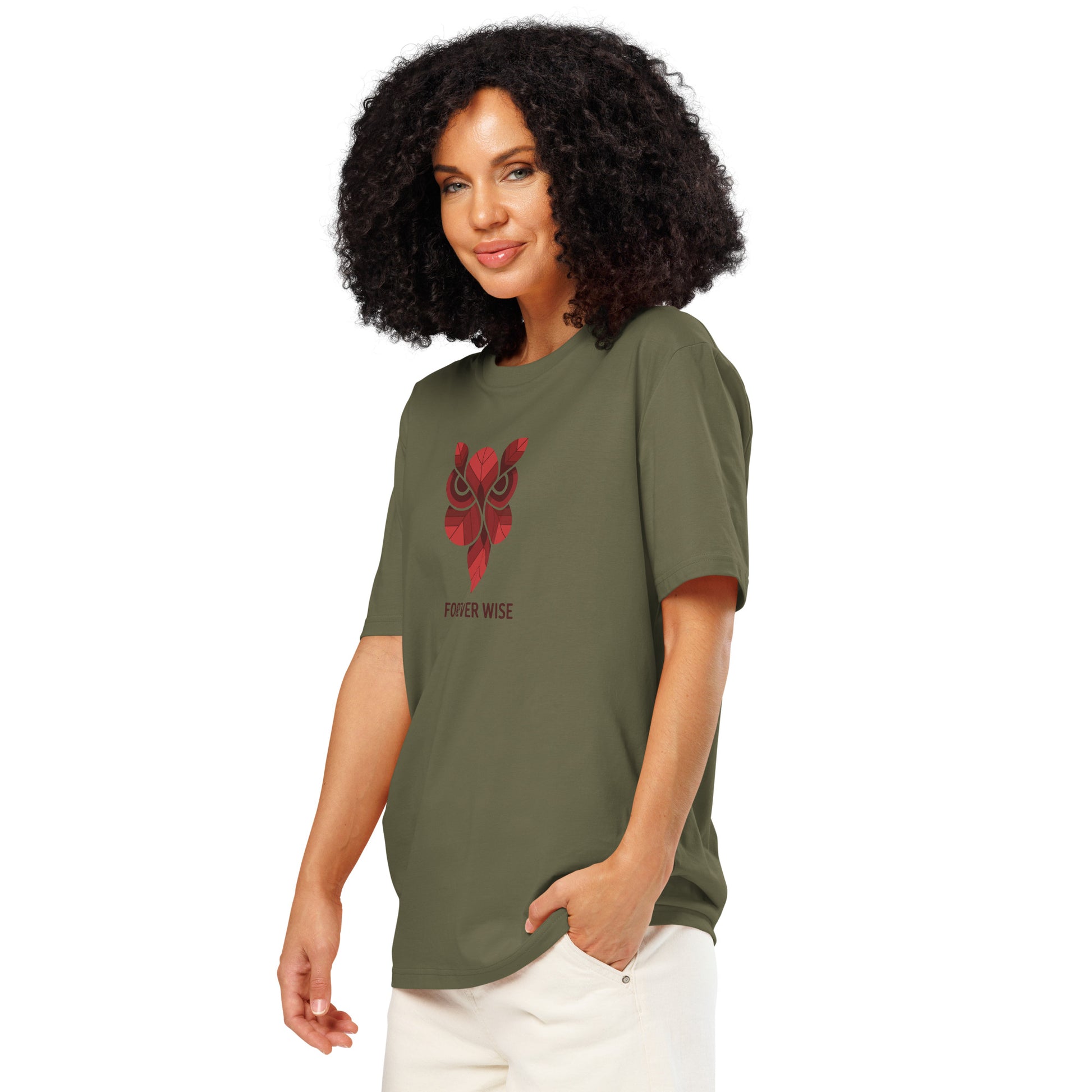 Unisex Organic Ribbed Neck T-Shirt: 'Forever Wise' | Sustainable Owl Fashion USA Dudeily