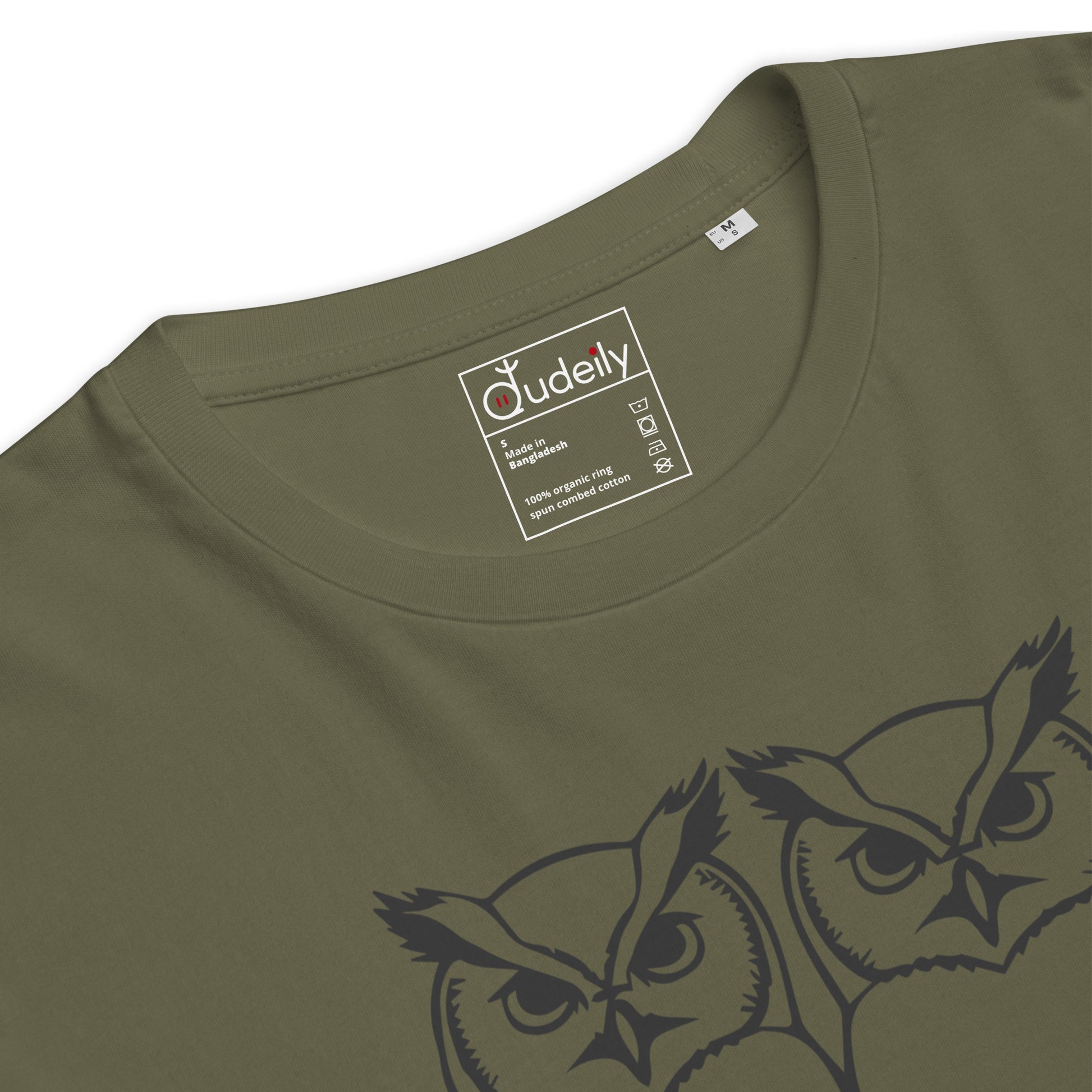 Unisex Organic Ribbed Neck T-Shirt: Hoo’s Got My Back? | Owl-Themed Sustainable Fashion USA by Dudeily Dudeily