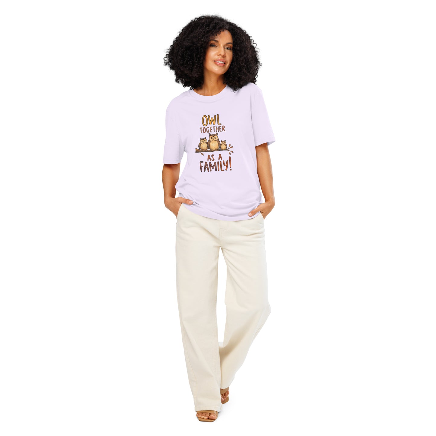 Unisex Organic Ribbed Neck T-Shirt – OwlNest Sustainable Fashion Fit for Family Day Moments Lavender Dudeily