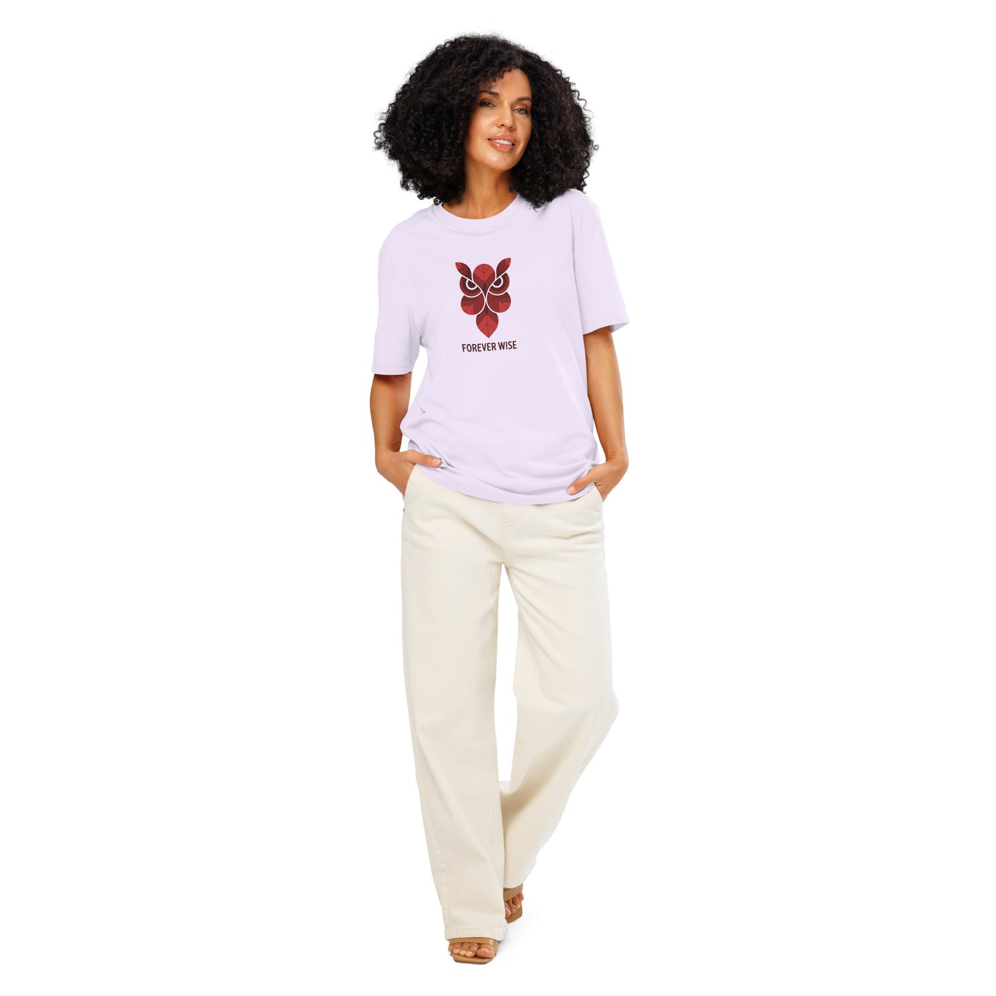 Unisex Organic Ribbed Neck T-Shirt: 'Forever Wise' | Sustainable Owl Fashion USA Lavender Dudeily