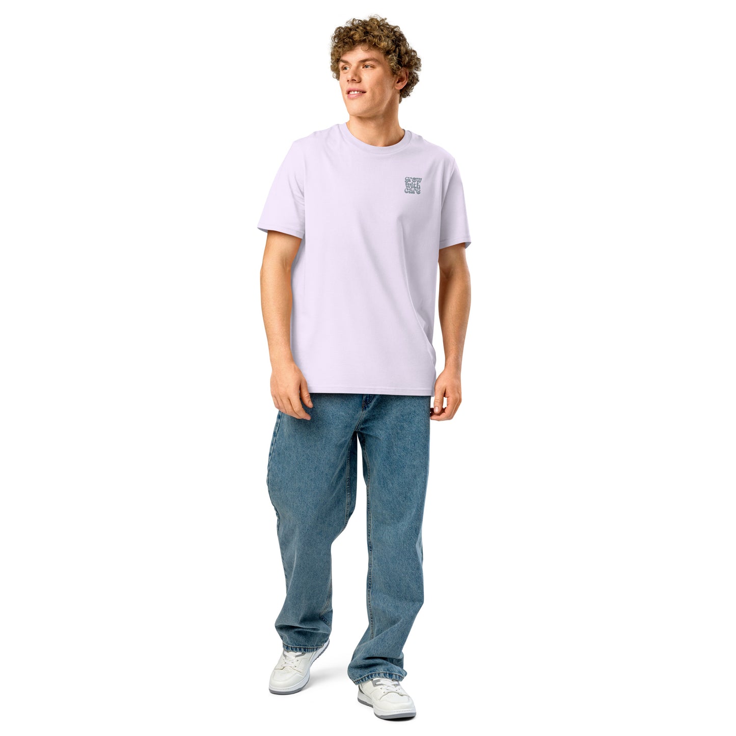 Eco-Friendly Owl Clothing Embroidered Unisex Organic Ribbed Neck T-Shirt "Grow With Care" Dudeily