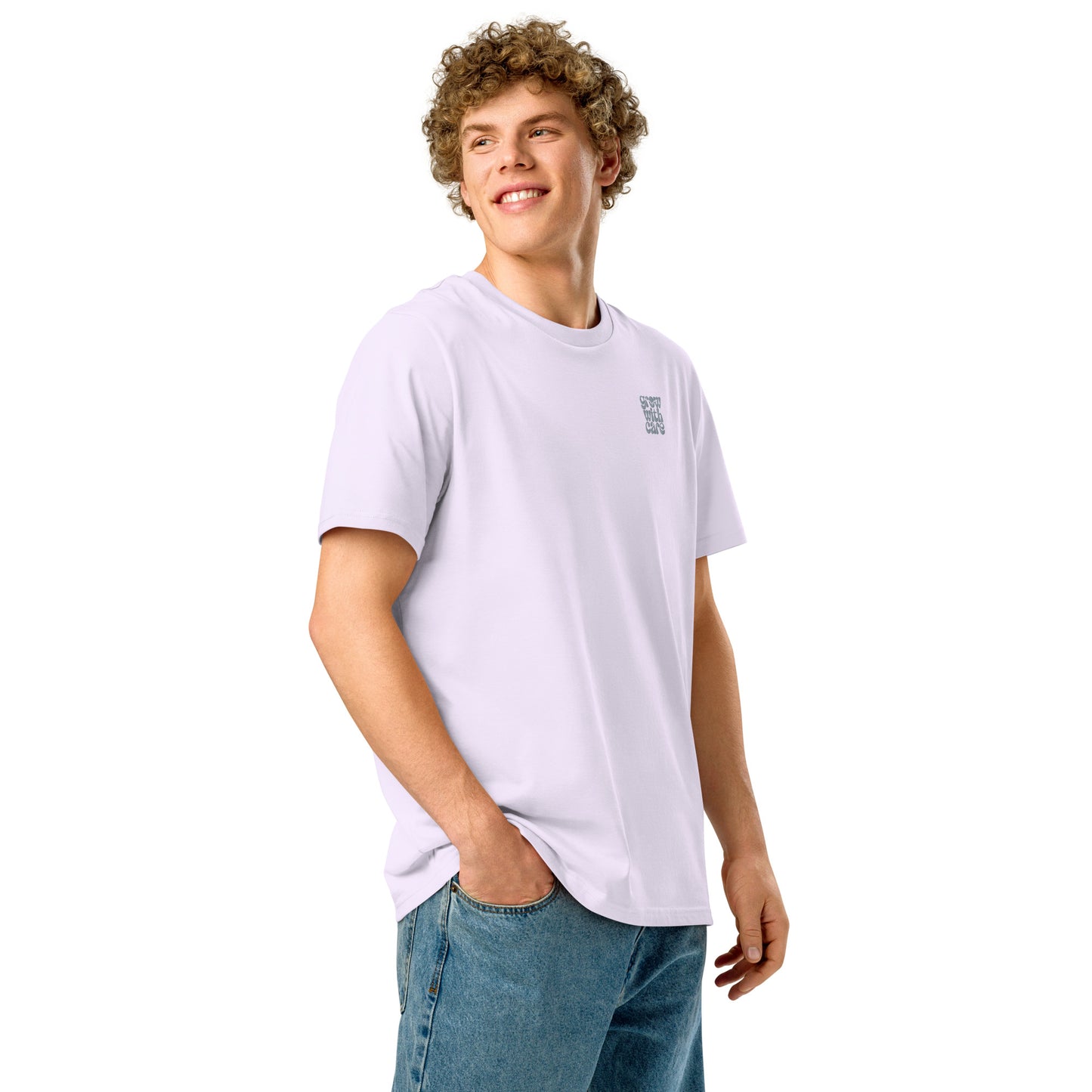 Eco-Friendly Owl Clothing Embroidered Unisex Organic Ribbed Neck T-Shirt "Grow With Care" Dudeily