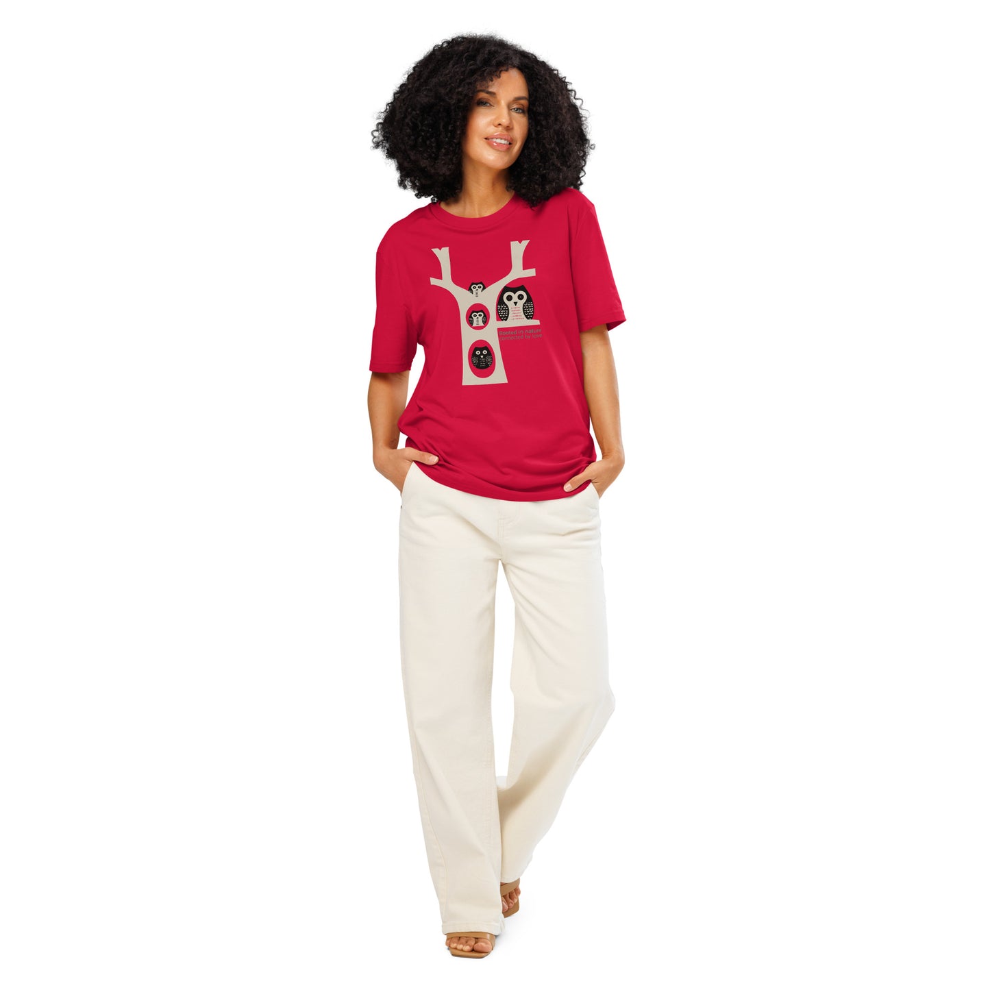 Unisex Organic Ribbed Neck T-Shirt – OwlNest Sustainable Fashion for Family Day Vibes Red Dudeily