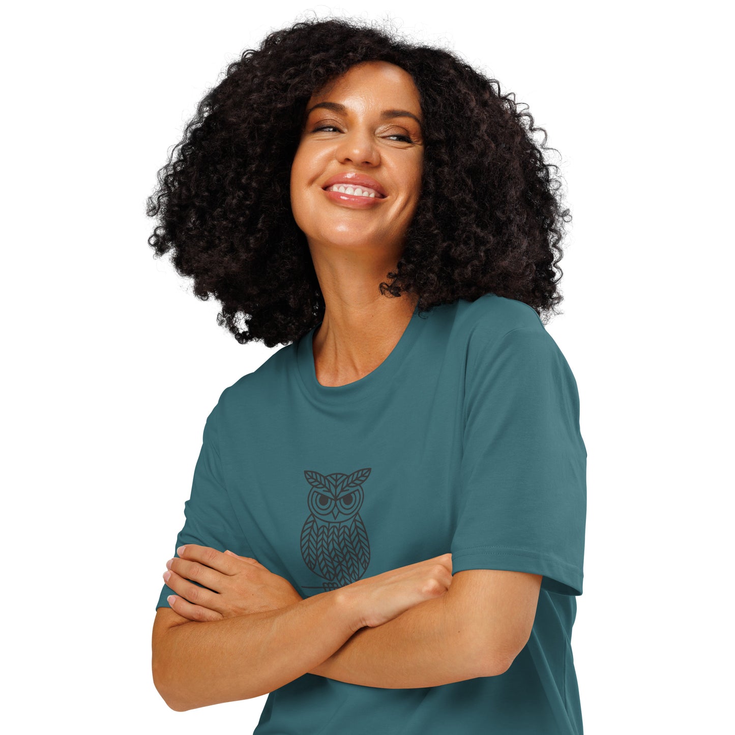 Unisex Organic Ribbed Neck T-Shirt: 'Ethics in Every Feather' | Sustainable Owl Fashion USA Dudeily