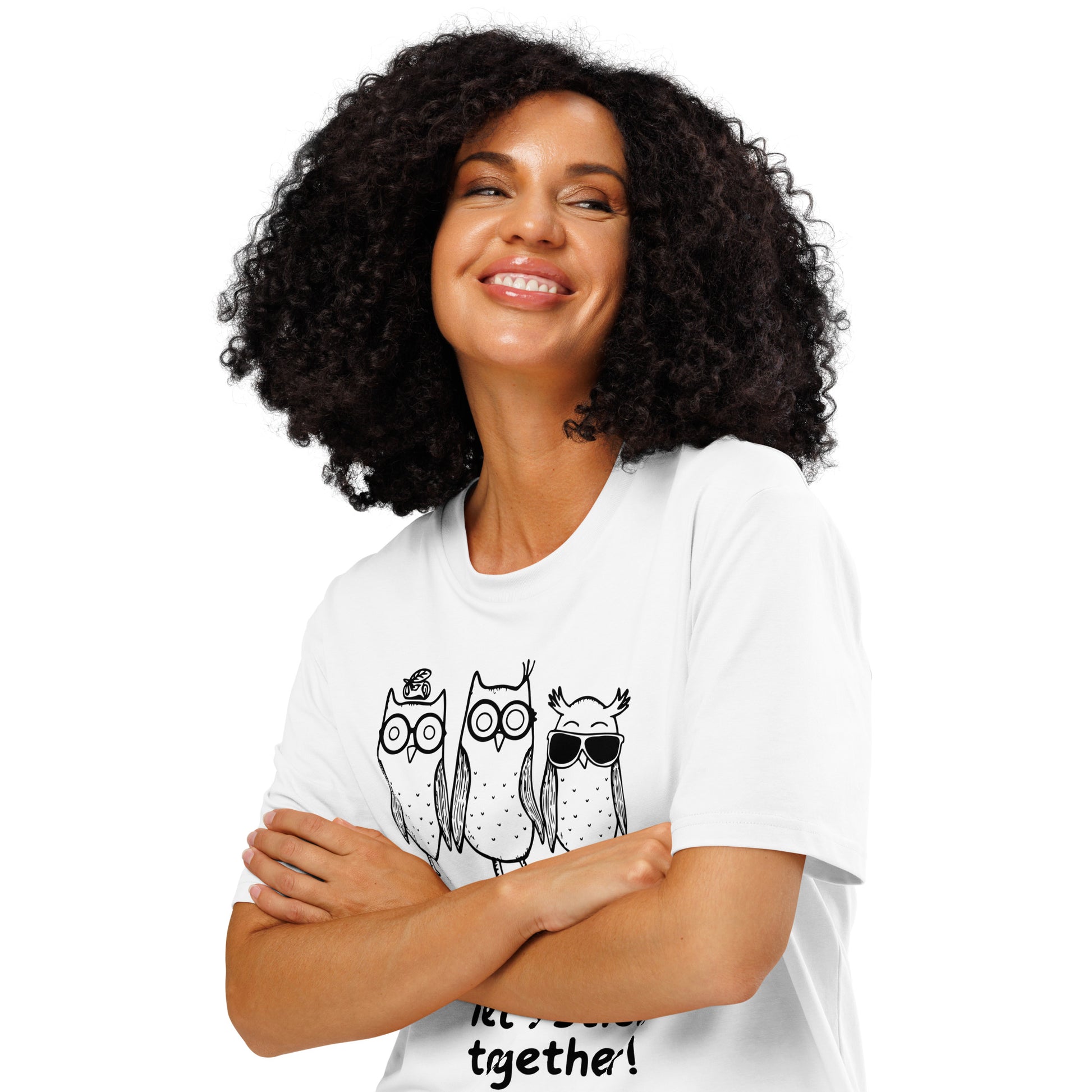 Unisex Organic Ribbed Neck T-Shirt: Hoot Hoot Let’s Stick Together! | Owl-Themed Sustainable Fashion USA Dudeily