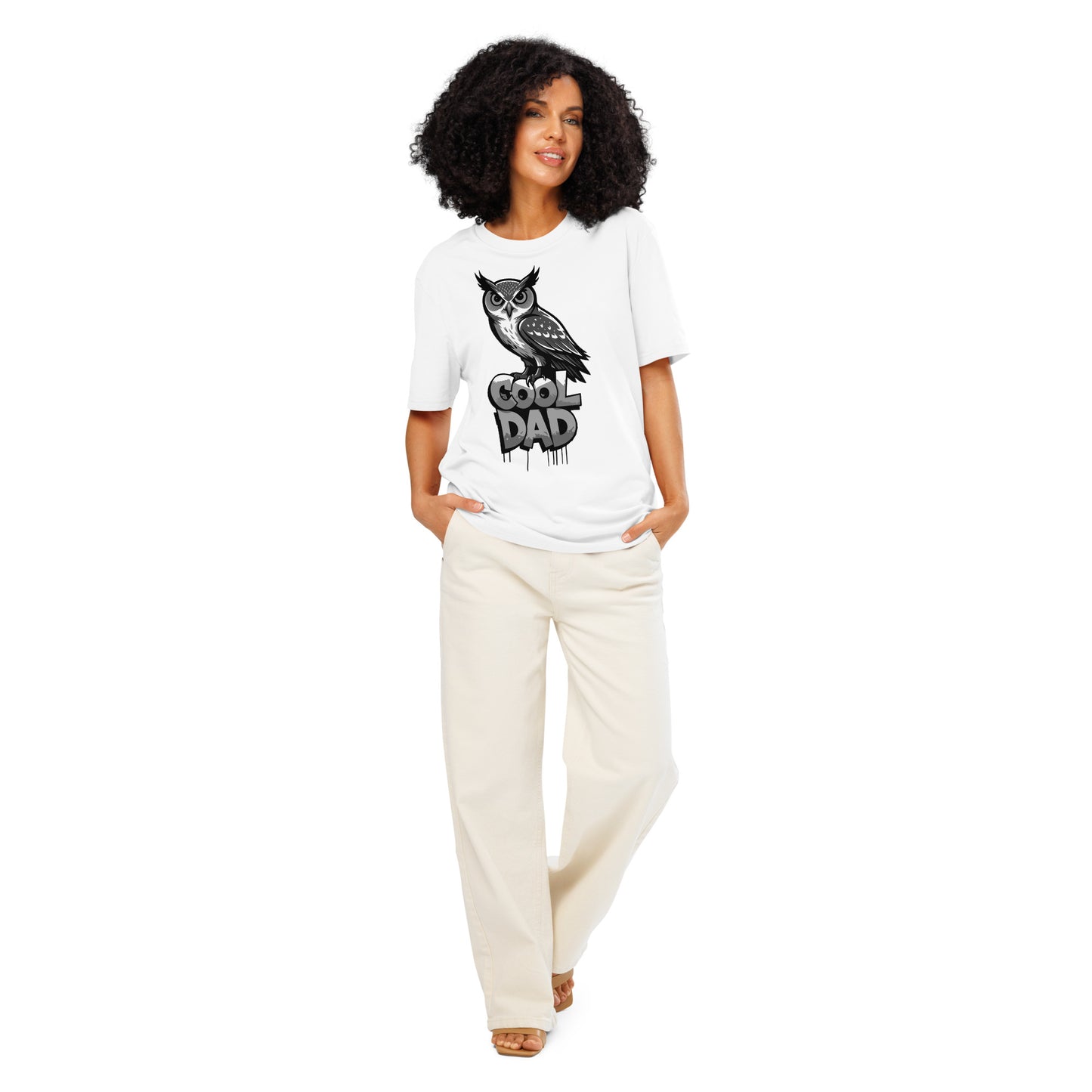 Unisex Organic Ribbed Neck T-Shirt – Owl-Themed Sustainable Fashion for Father’s Day | Dudeily White Dudeily