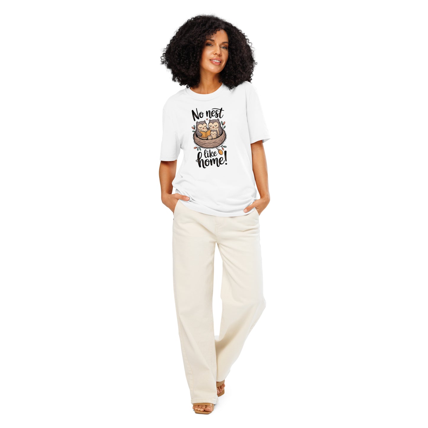 Unisex Organic Ribbed Neck T-Shirt – OwlThread Sustainable Fashion Tee for Family Day Style White Dudeily