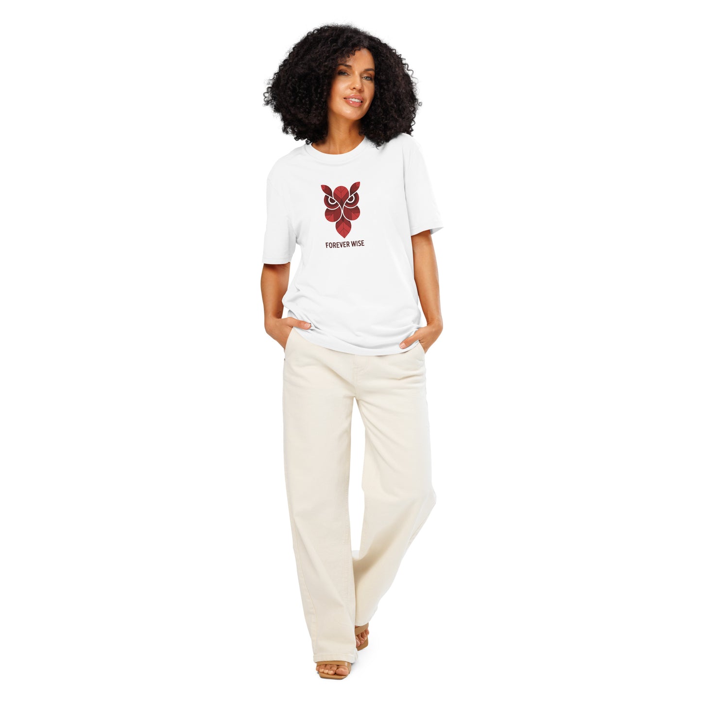 Unisex Organic Ribbed Neck T-Shirt: 'Forever Wise' | Sustainable Owl Fashion USA White Dudeily