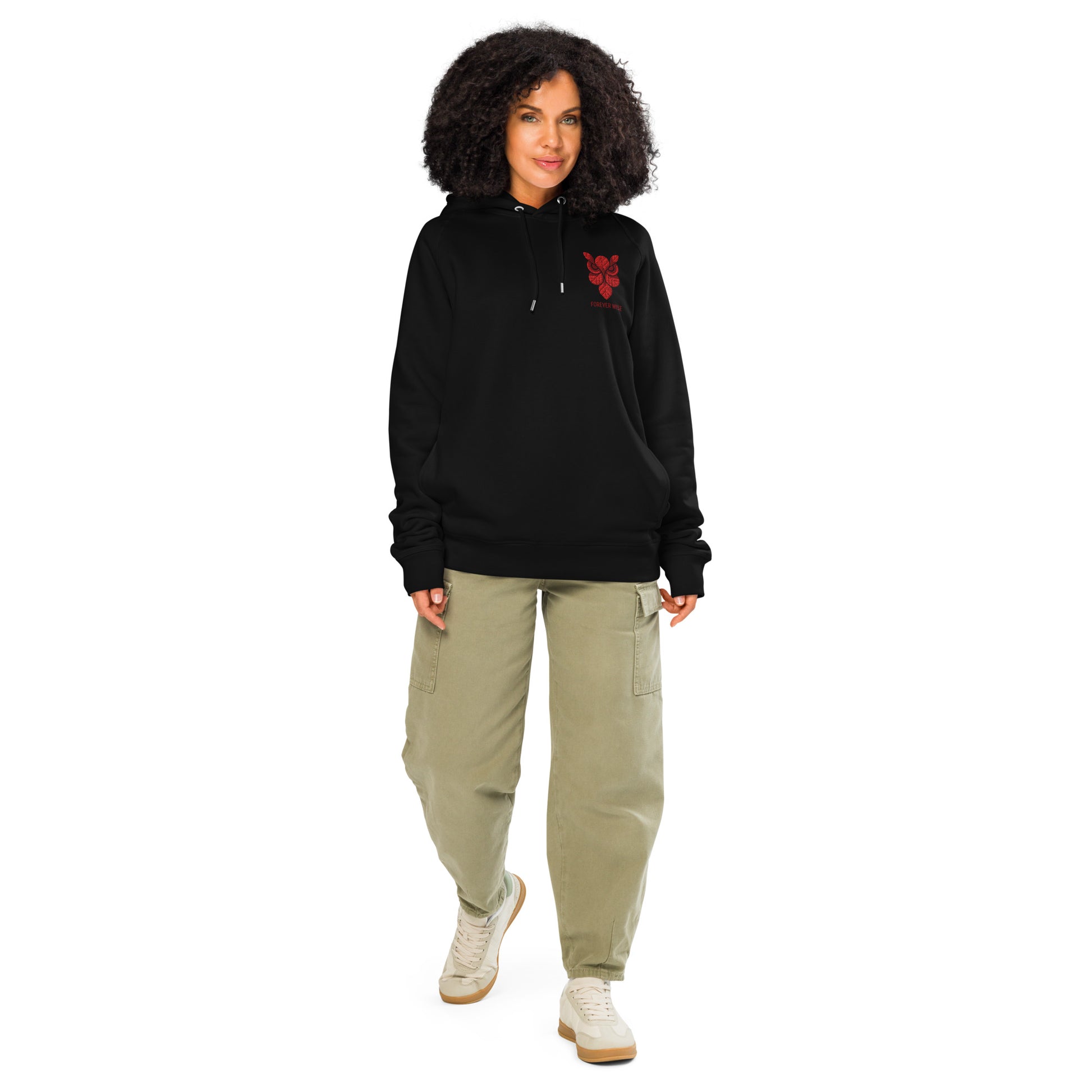 Owl Unisex Organic Side Pocket Hoodie: 'Forever Wise' in Fall | Sustainable Fashion USA Black Dudeily