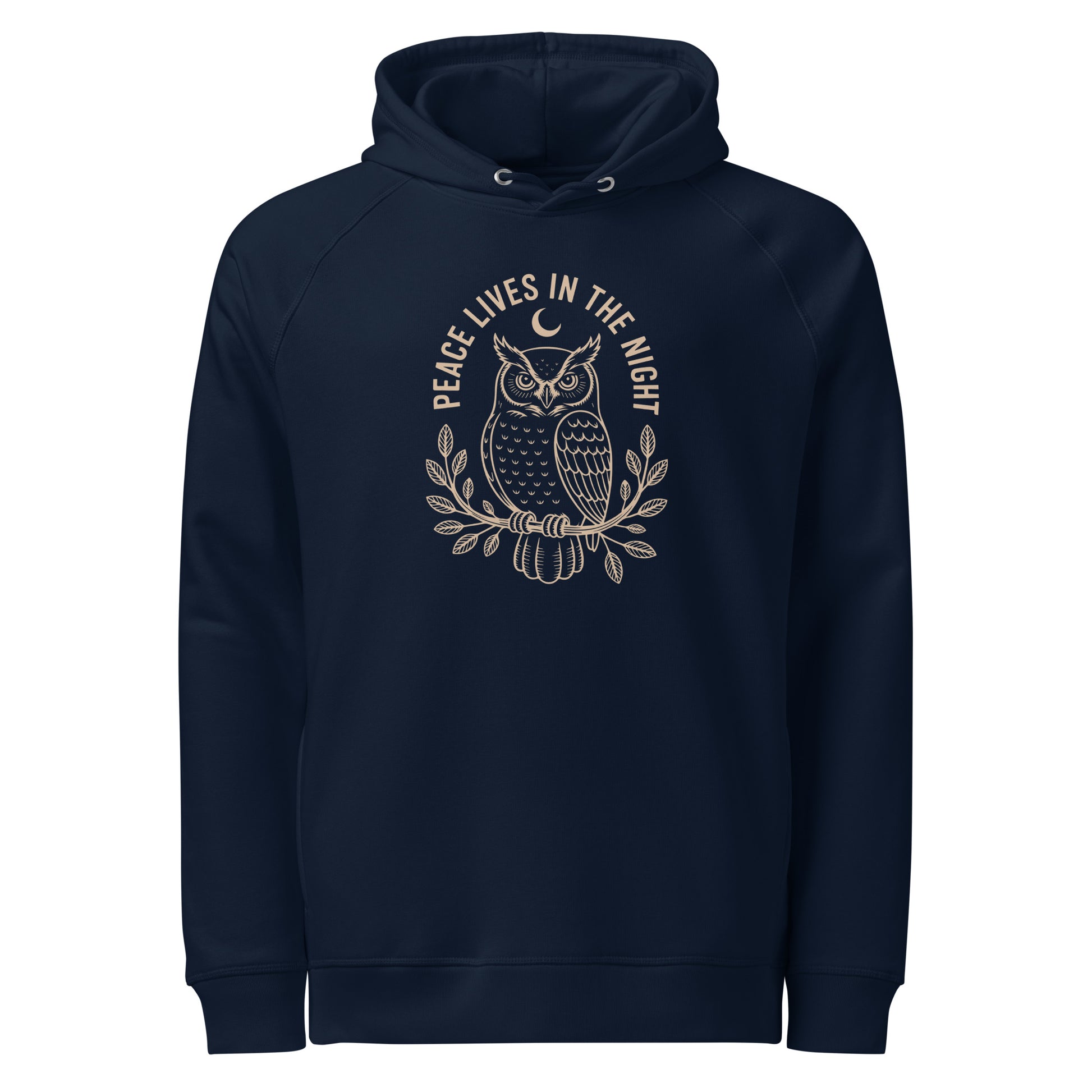 Unisex Organic Side Pocket Hoodie: 'Peace in the Night' in Fall | Sustainable Owl Fashion USA Dudeily