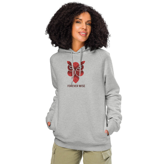 Unisex Organic Side Pocket Hoodie: 'Forever Wise' | Sustainable Owl Fashion USA Heather Grey Dudeily