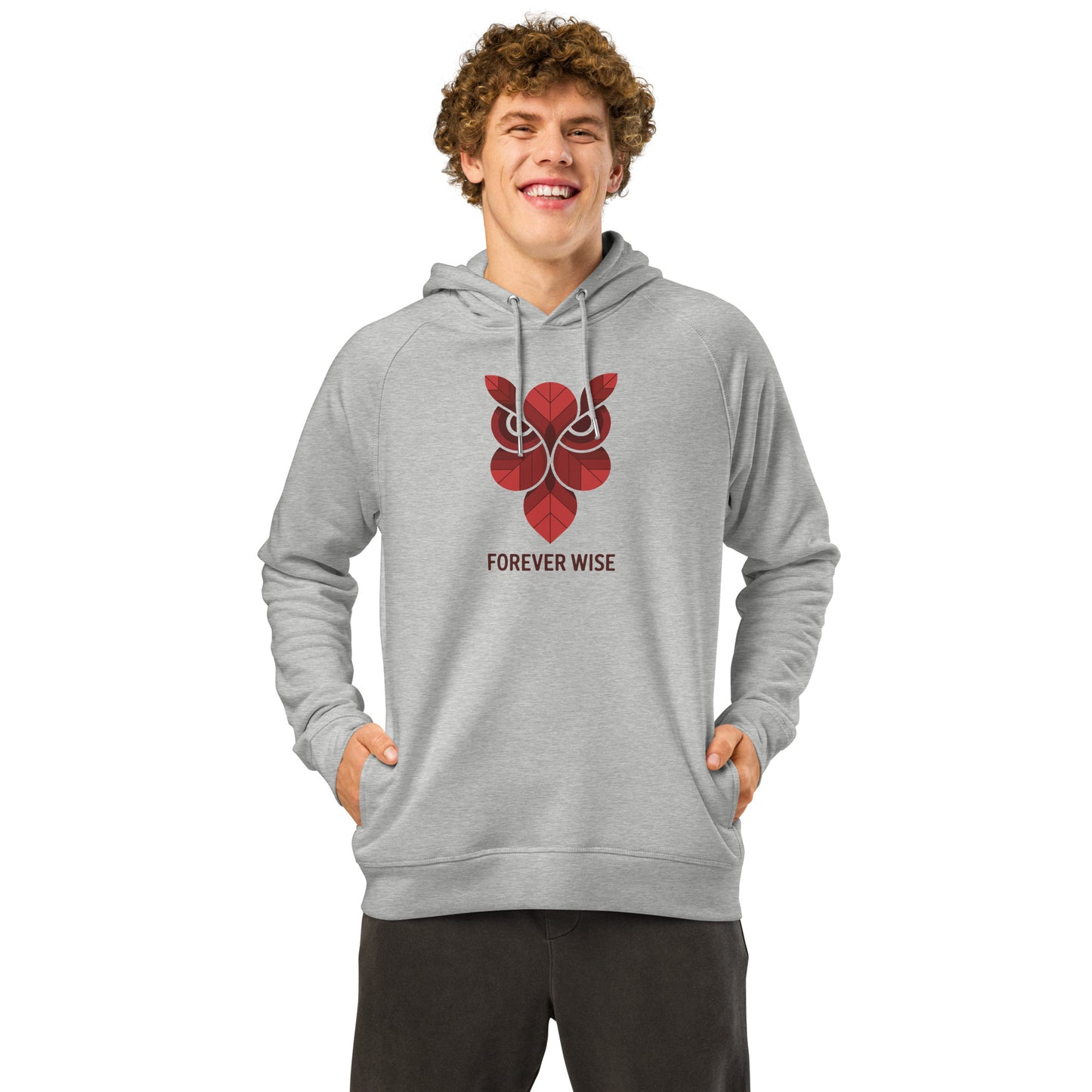 Unisex Organic Side Pocket Hoodie: 'Forever Wise' | Sustainable Owl Fashion USA Dudeily