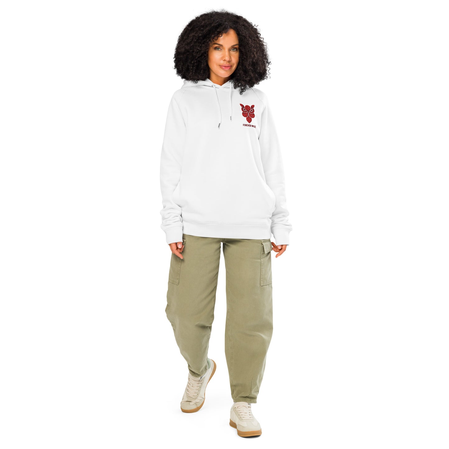 Owl Unisex Organic Side Pocket Hoodie: 'Forever Wise' in Fall | Sustainable Fashion USA White Dudeily