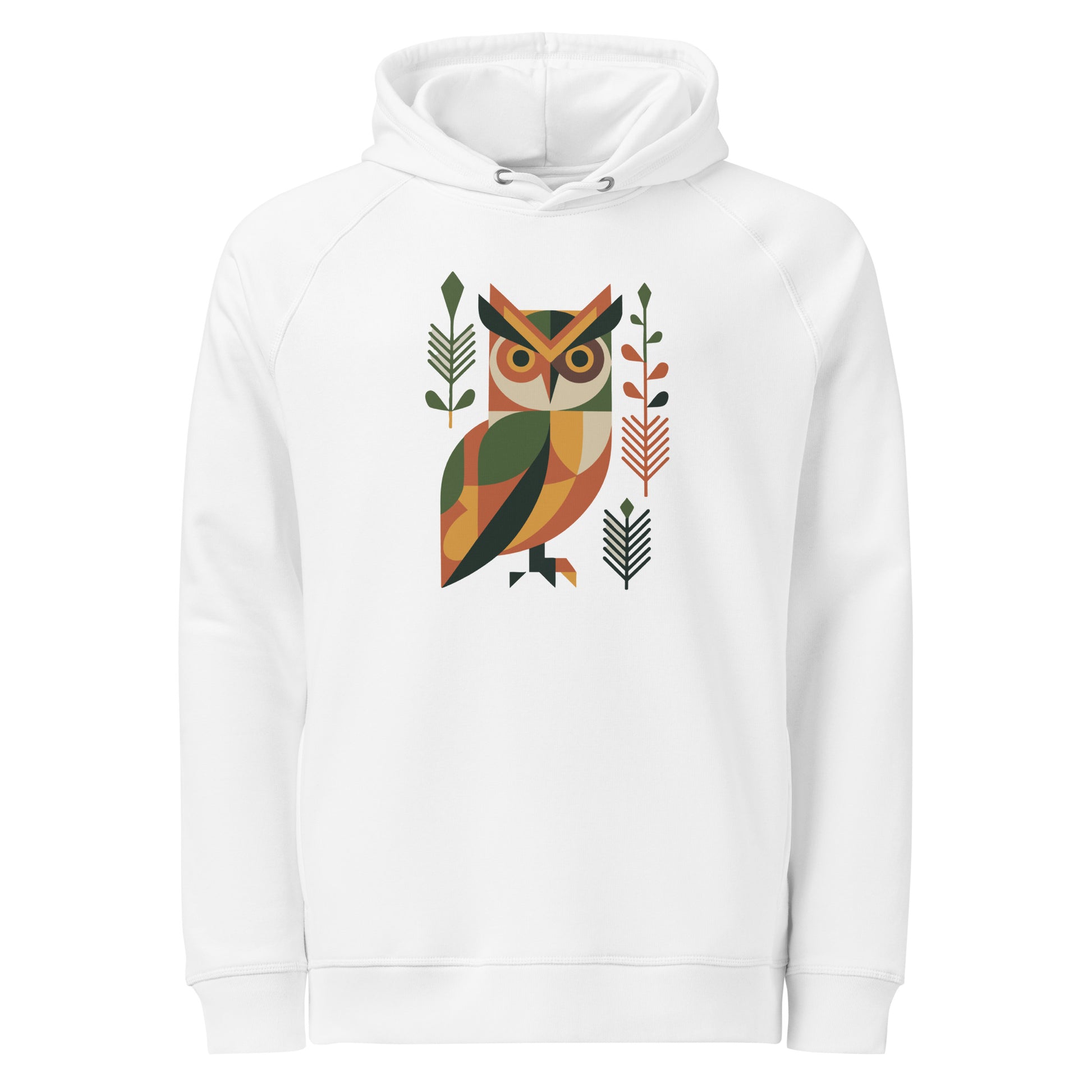 Unisex Organic Side Pocket Hoodie: Functional Eco-Friendly Owl Clothing for Cozy Days White Dudeily