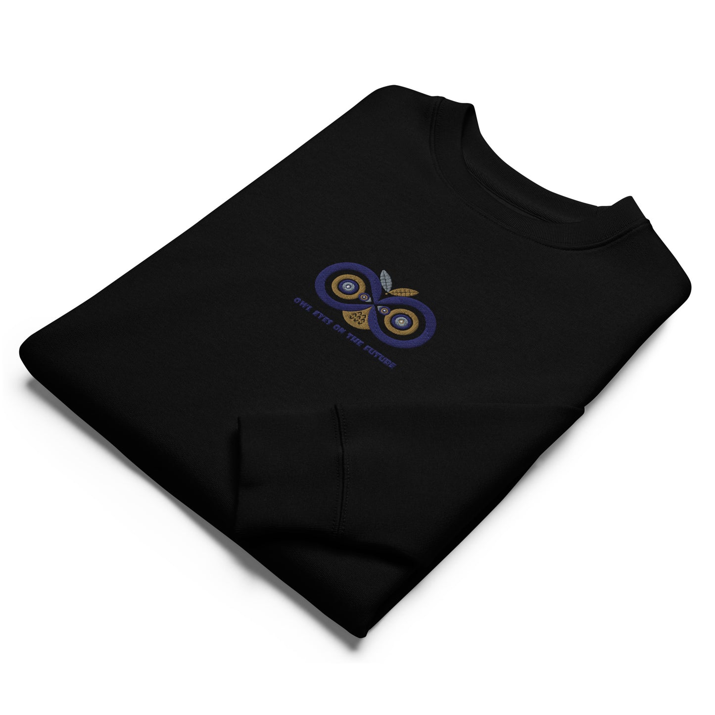 Unisex Organic Sweatshirt: Owl Eyes on the Future | Owl Embroidered Sustainable Fashion USA by Dudeily Dudeily