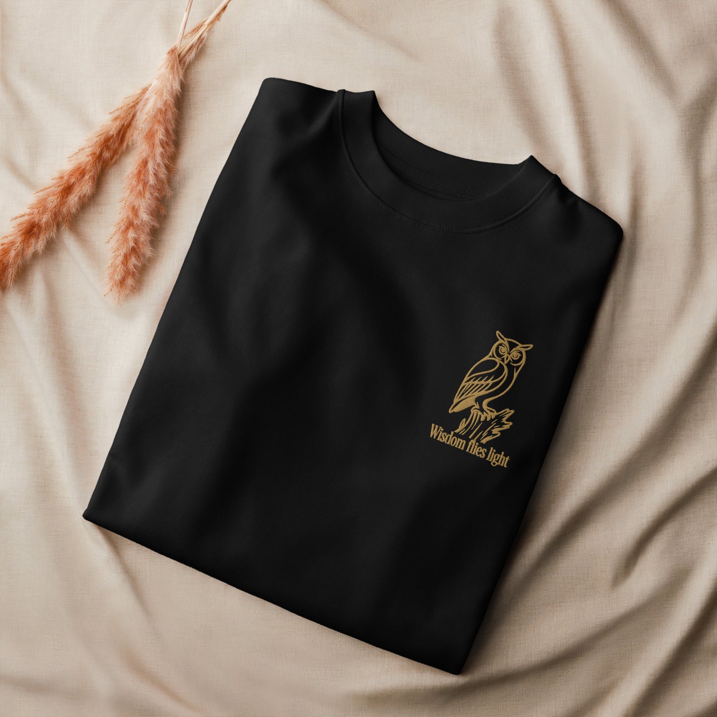 Owl Unisex Organic Sweatshirt: 'Wisdom Flies Light' in Fall | Sustainable Fashion USA Dudeily