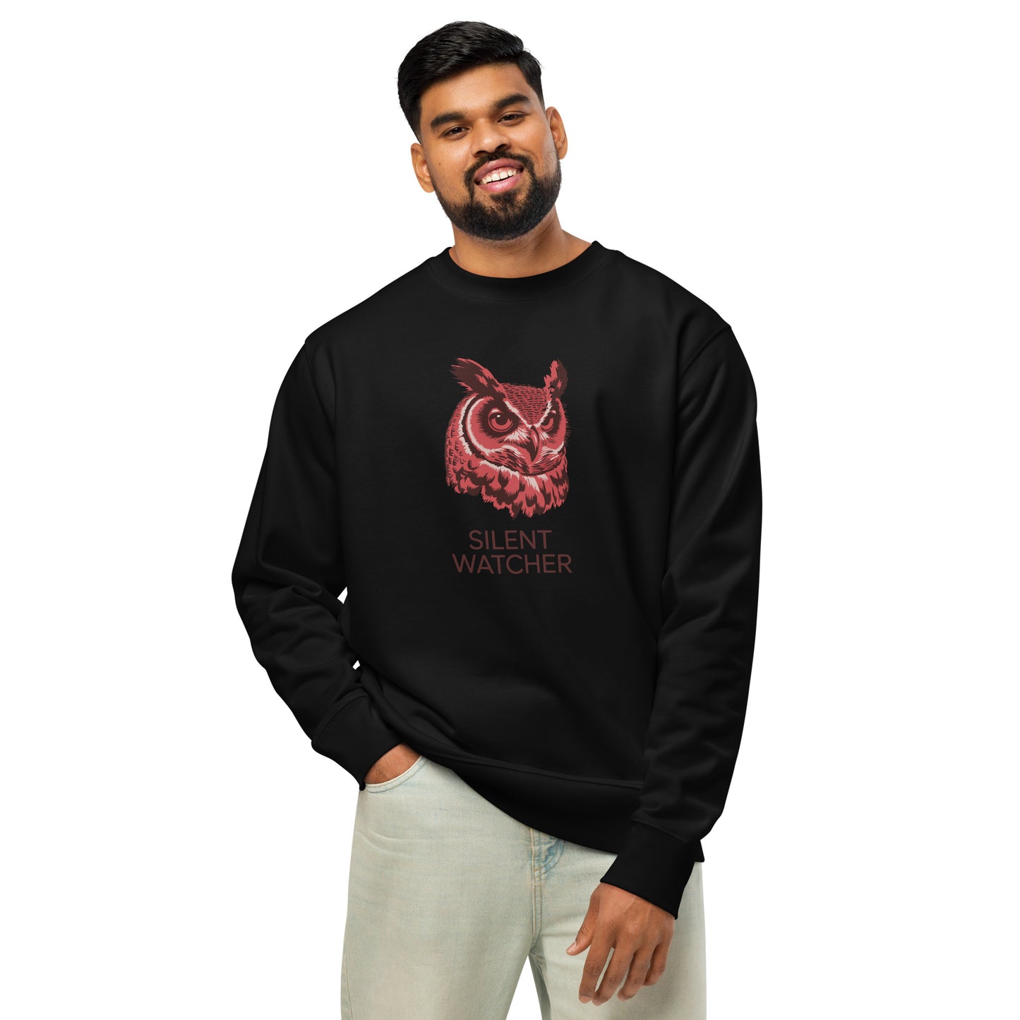 Unisex Organic Sweatshirt: 'Silent Watcher' in Fall | Ethical Owl Clothing USA Dudeily