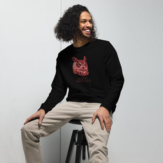 Unisex Organic Sweatshirt: 'Silent Watcher' in Fall | Ethical Owl Clothing USA Dudeily