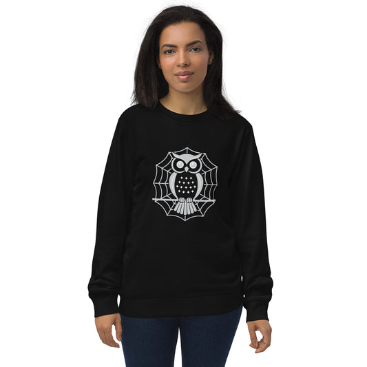 Unisex Organic Sweatshirt: Halloween Owl Cozy Sustainable Style USA Dudeily