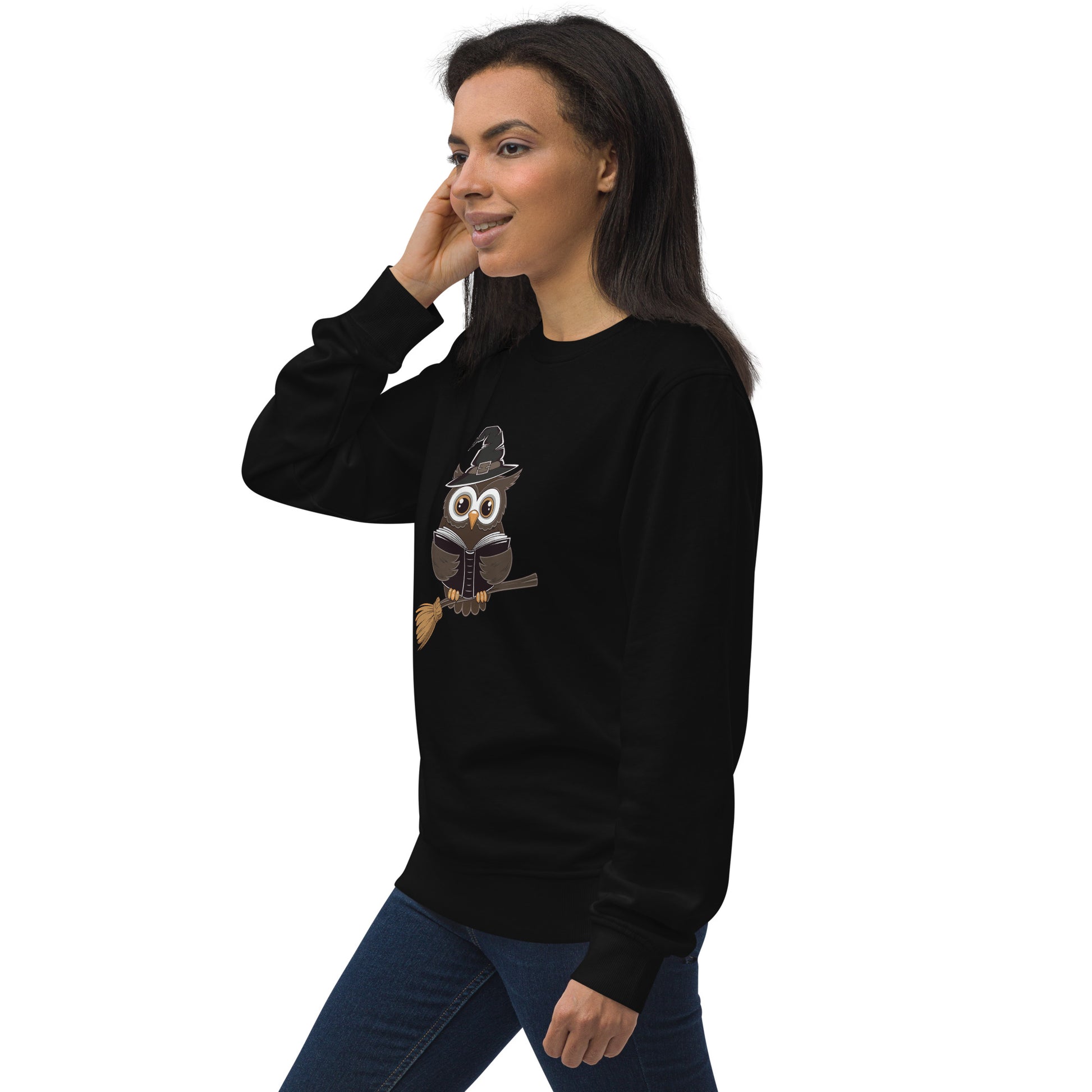 Unisex Organic Sweatshirt: Halloween Owl Cozy Eco-Friendly Style USA Dudeily