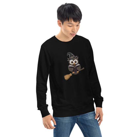 Unisex Organic Sweatshirt: Halloween Owl Cozy Eco-Friendly Style USA Dudeily