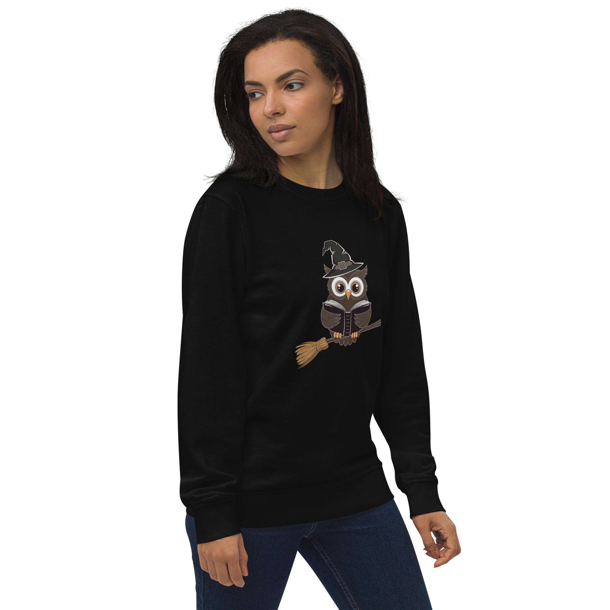 Unisex Organic Sweatshirt: Halloween Owl Cozy Eco-Friendly Style USA Dudeily