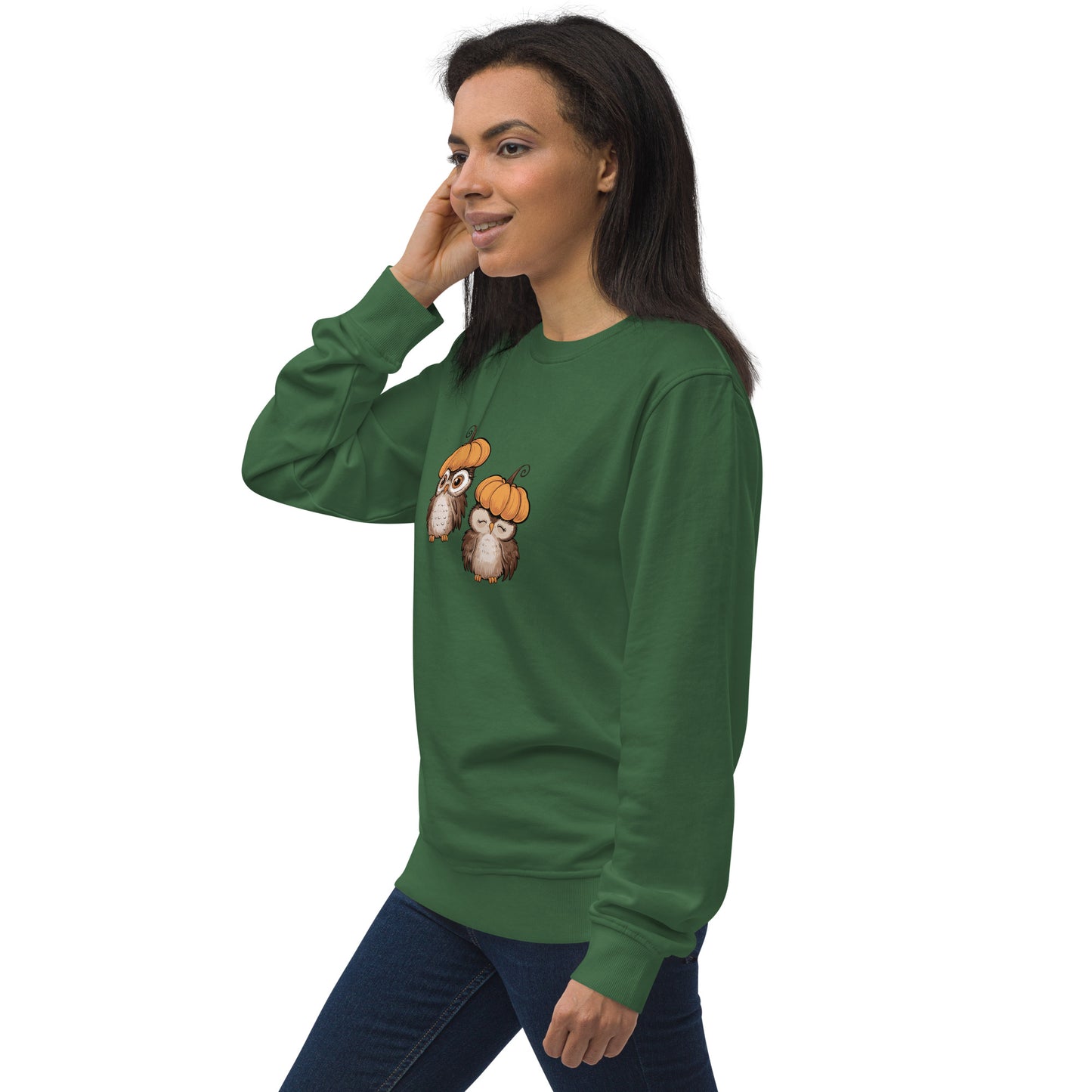 Unisex Organic Sweatshirt: Halloween Owl Eco-Friendly Style USA Dudeily