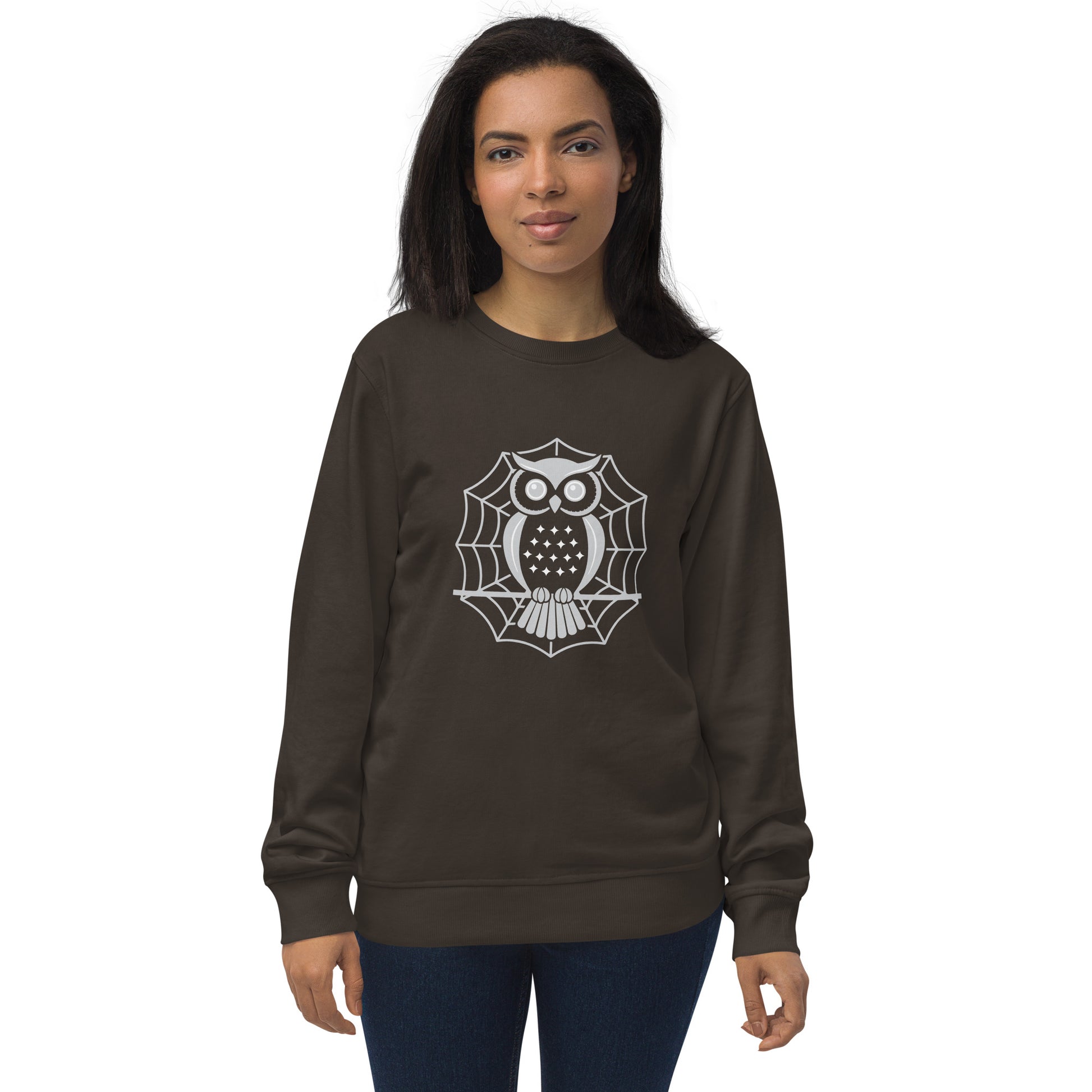 Unisex Organic Sweatshirt: Halloween Owl Cozy Sustainable Style USA Dudeily