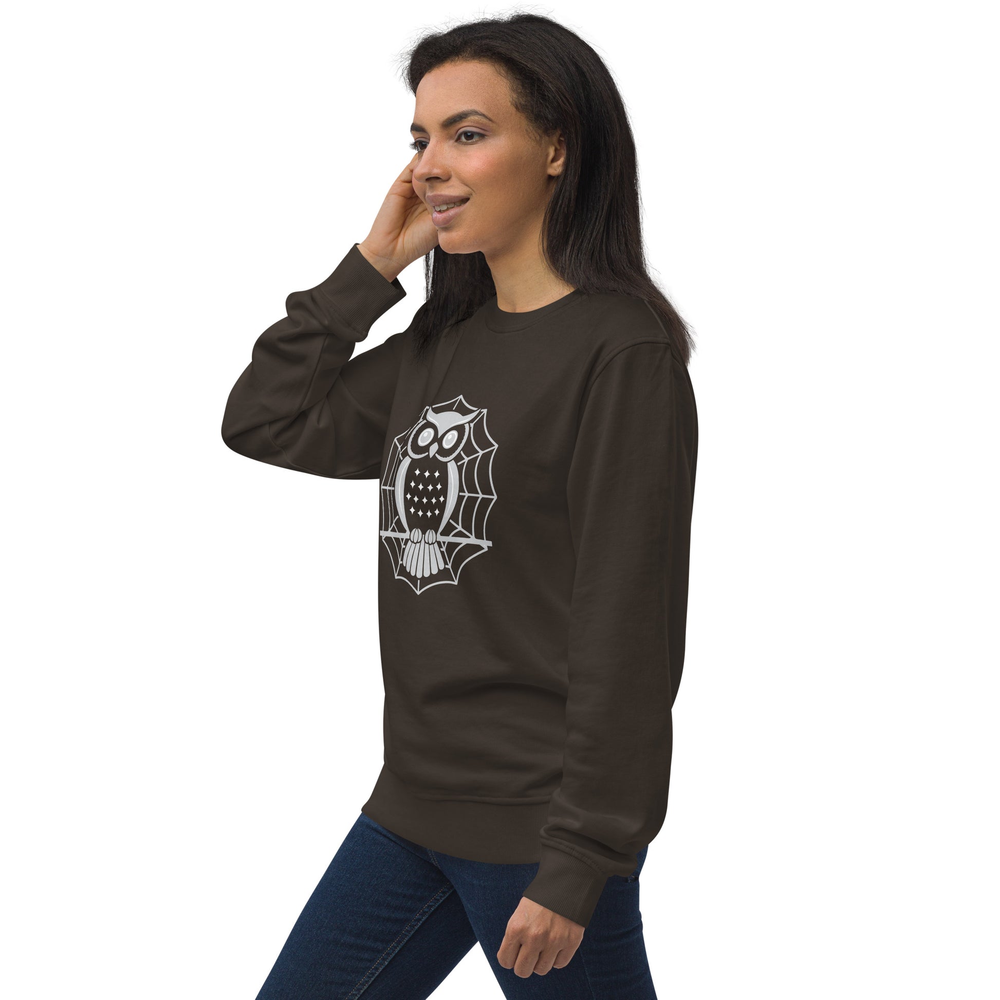 Unisex Organic Sweatshirt: Halloween Owl Cozy Sustainable Style USA Dudeily
