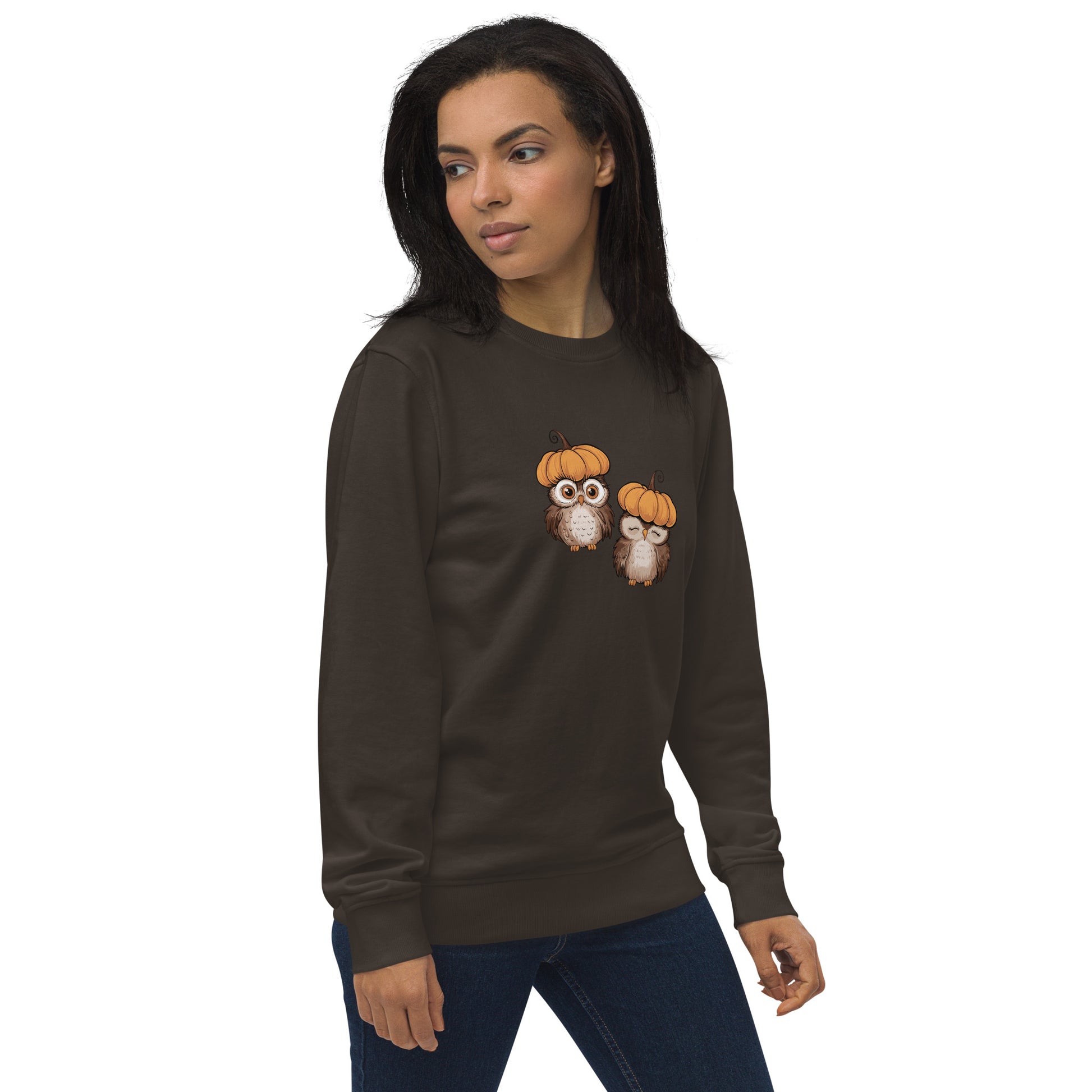 Unisex Organic Sweatshirt: Halloween Owl Eco-Friendly Style USA Dudeily