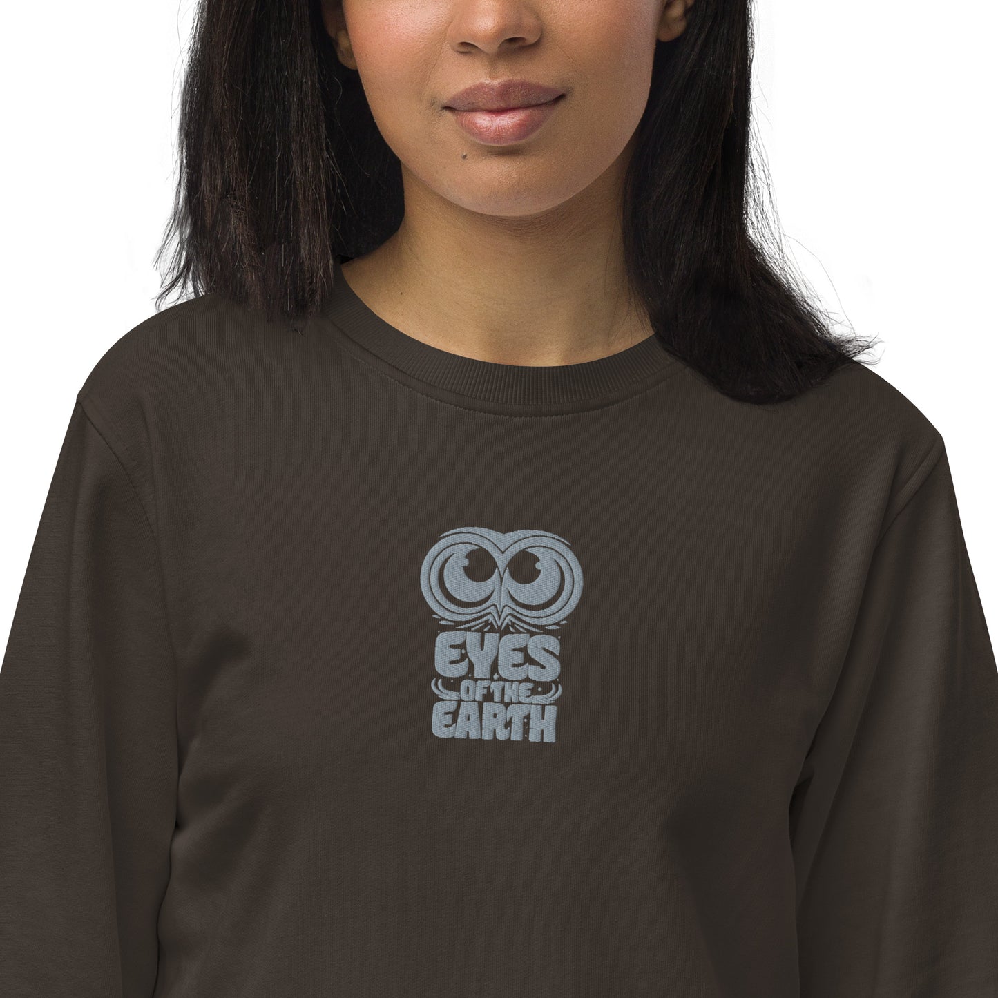 Owl Unisex Organic Sweatshirt: 'Eyes of the Earth' in Fall | Sustainable Fashion USA Deep Charcoal Grey Dudeily