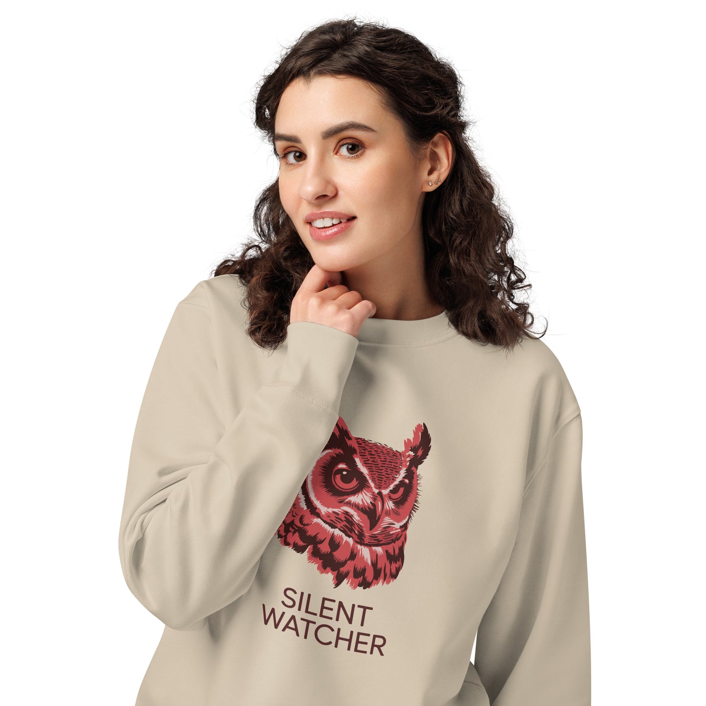 Unisex Organic Sweatshirt: 'Silent Watcher' in Fall | Ethical Owl Clothing USA Dudeily