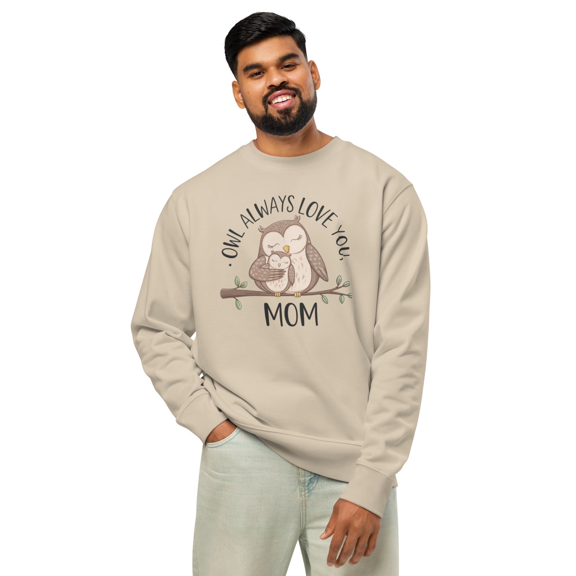 Unisex Organic Sweatshirt – Owl-Themed Eco-Friendly Pullover for Nature Lovers Dudeily