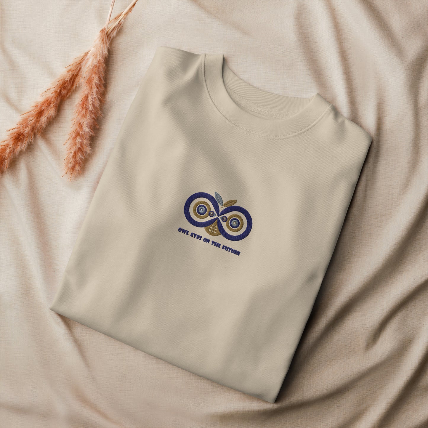 Unisex Organic Sweatshirt: Owl Eyes on the Future | Owl Embroidered Sustainable Fashion USA by Dudeily Dudeily