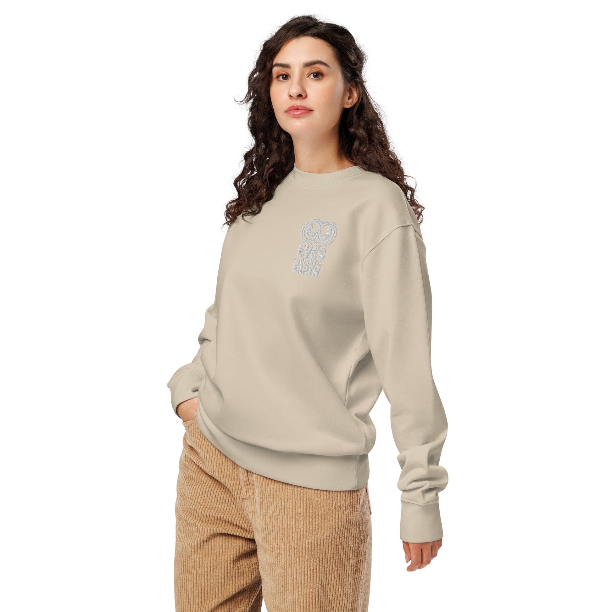 Owl Unisex Organic Sweatshirt: 'Eyes of the Earth' in Fall | Sustainable Fashion USA Dudeily