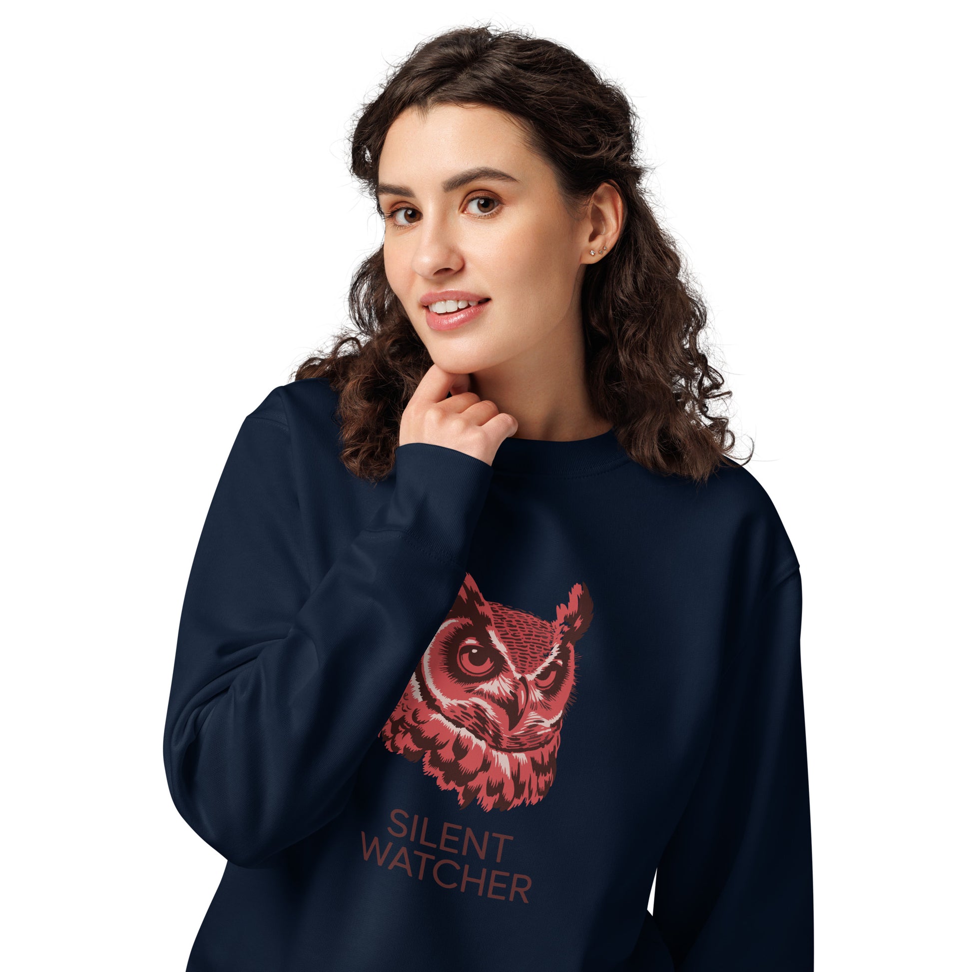 Unisex Organic Sweatshirt: 'Silent Watcher' in Fall | Ethical Owl Clothing USA Dudeily