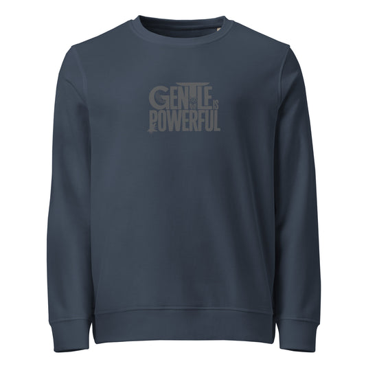 Unisex Organic Sweatshirt "Gentle is Powerful" – Owl Print Sustainable Fashion Dudeily
