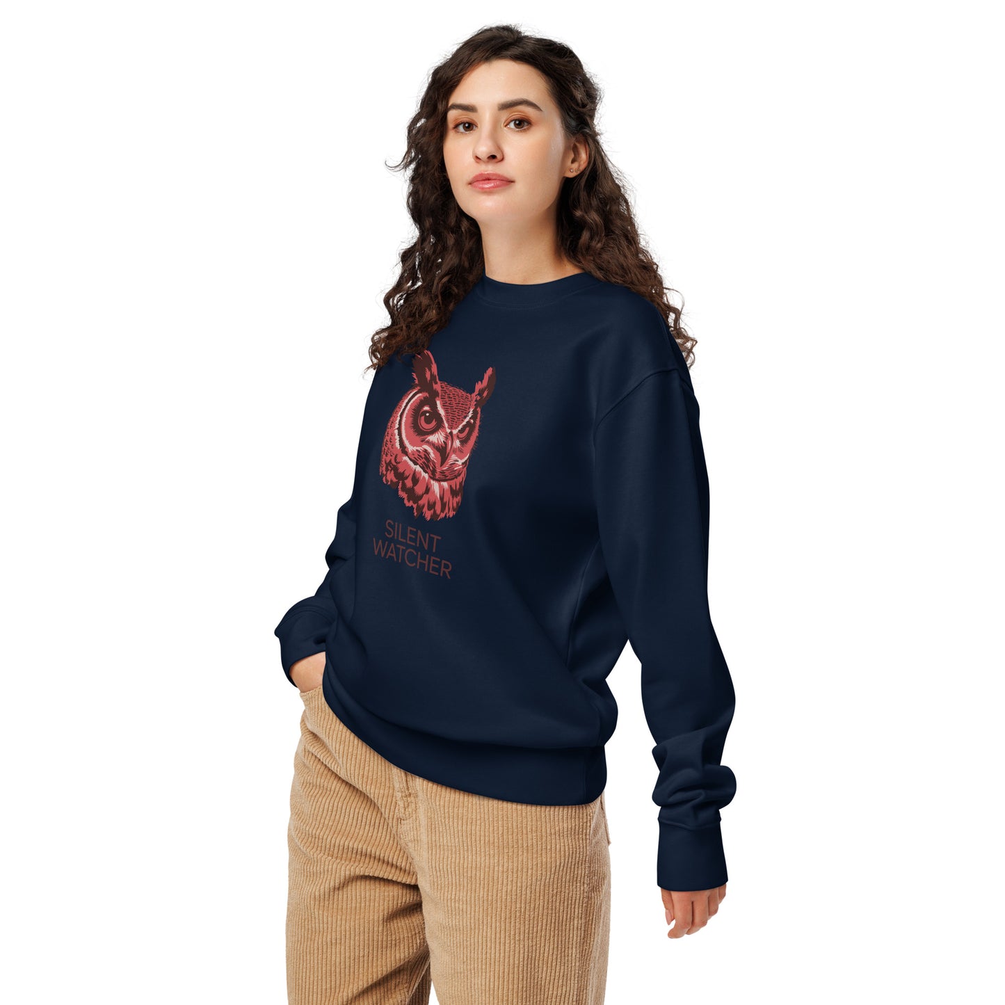 Unisex Organic Sweatshirt: 'Silent Watcher' in Fall | Ethical Owl Clothing USA Dudeily