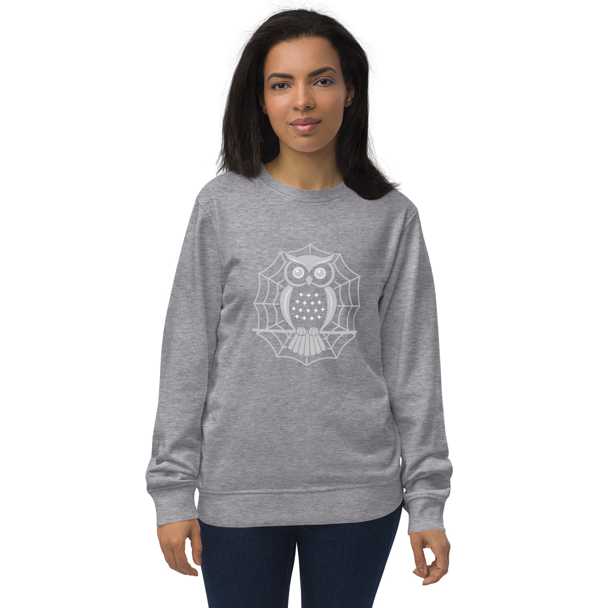 Unisex Organic Sweatshirt: Halloween Owl Cozy Sustainable Style USA Dudeily
