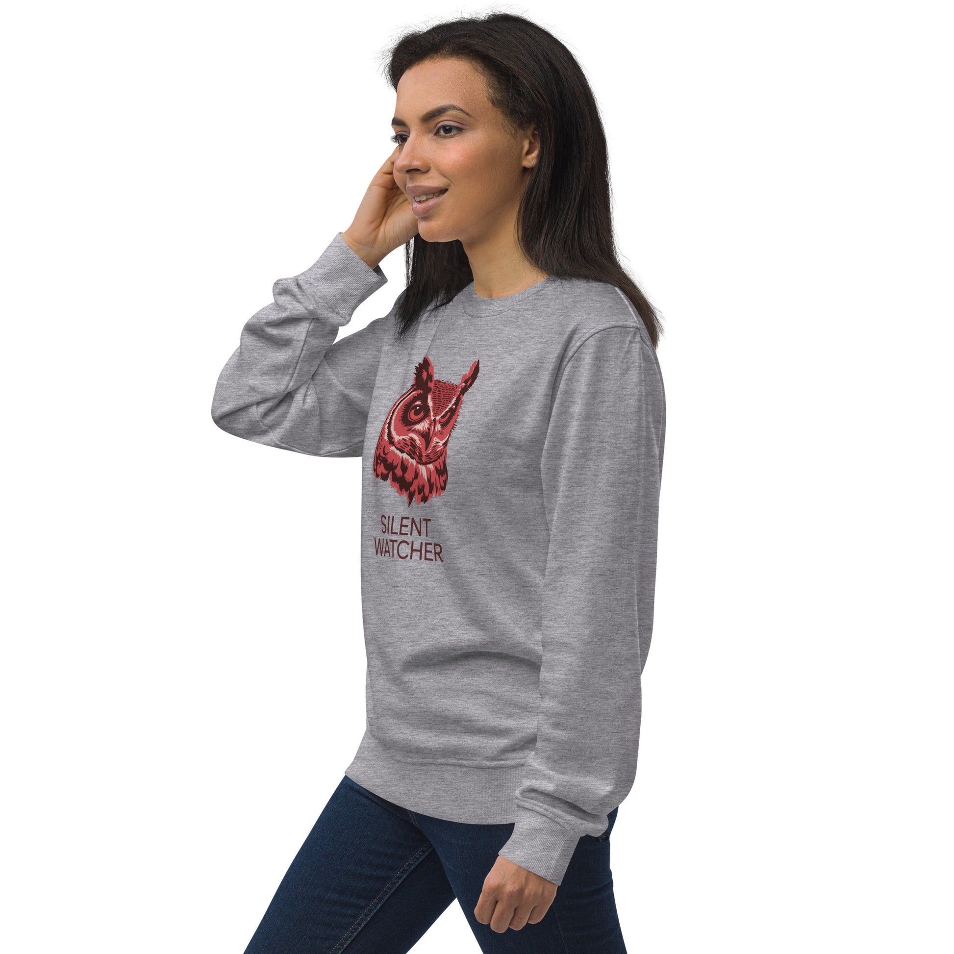 Unisex Organic Sweatshirt: 'Silent Watcher' in Fall | Ethical Owl Clothing USA Dudeily