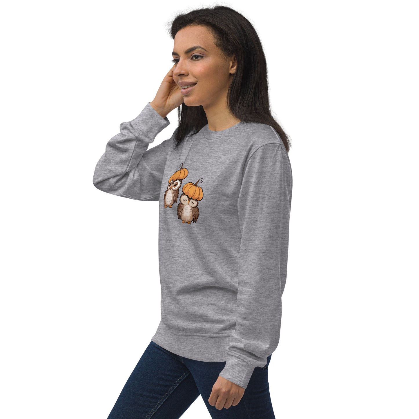 Unisex Organic Sweatshirt: Halloween Owl Eco-Friendly Style USA Dudeily