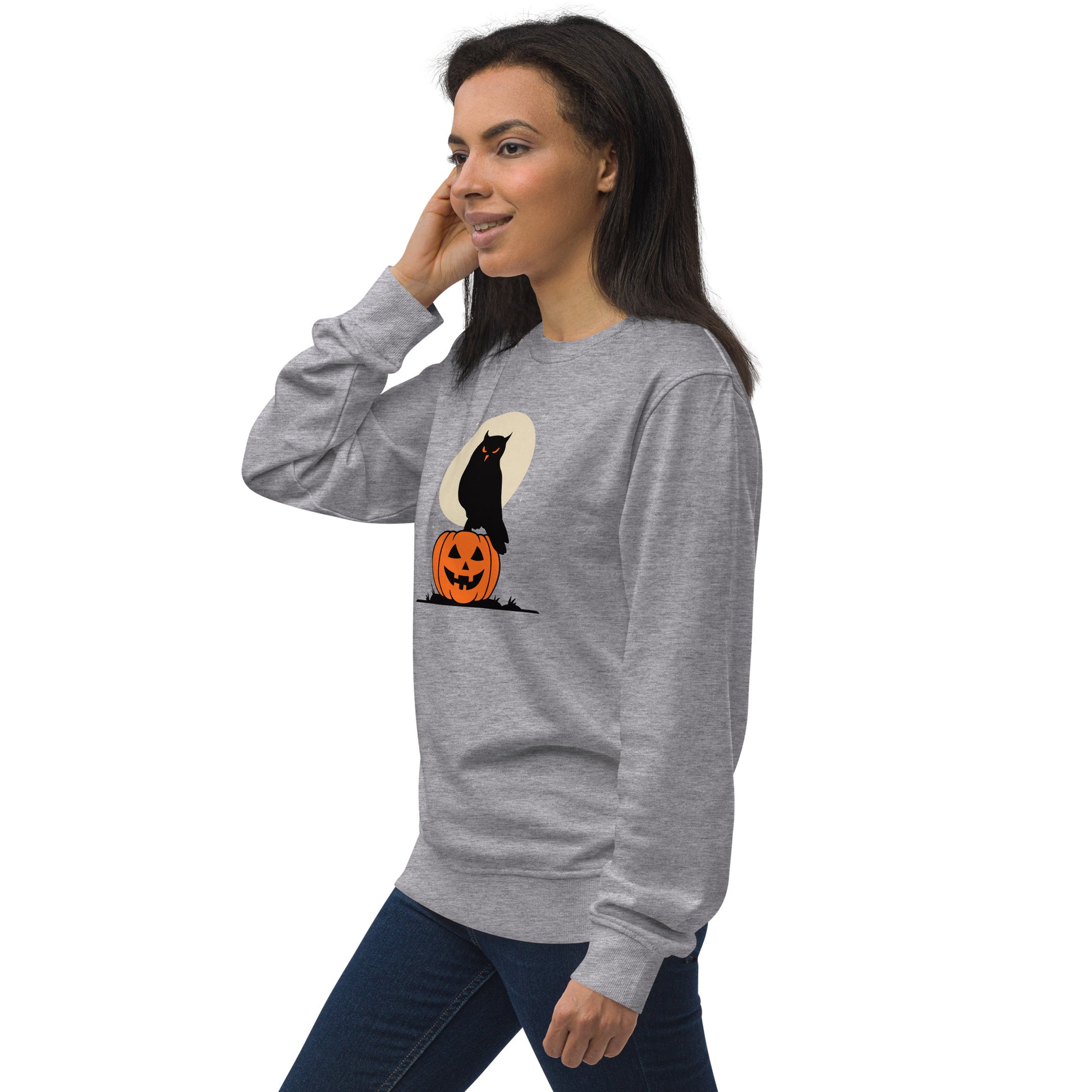 Unisex Organic Sweatshirt: Halloween Owl Cozy Eco-Friendly Style USA Dudeily