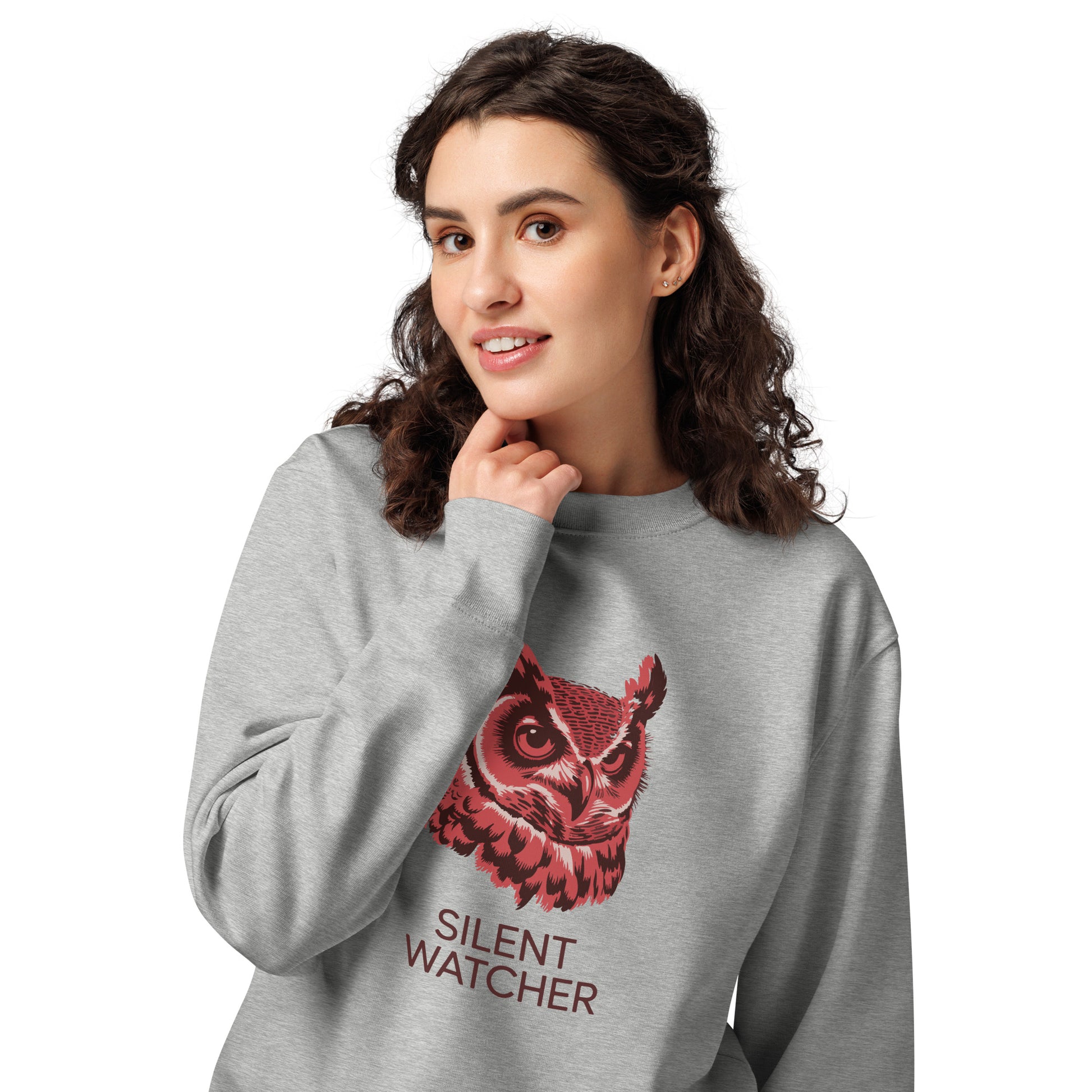 Unisex Organic Sweatshirt: 'Silent Watcher' in Fall | Ethical Owl Clothing USA Dudeily