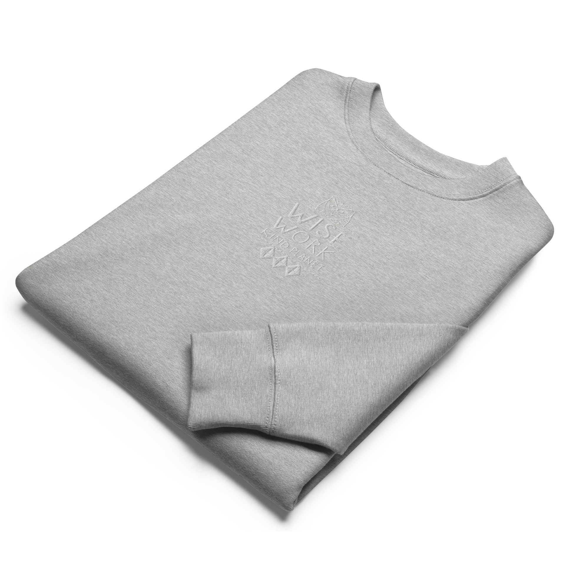Unisex Organic Sweatshirt: Wise Work, Kind Planet | Owl Embroidered Sustainable Fashion USA by Dudeily Dudeily