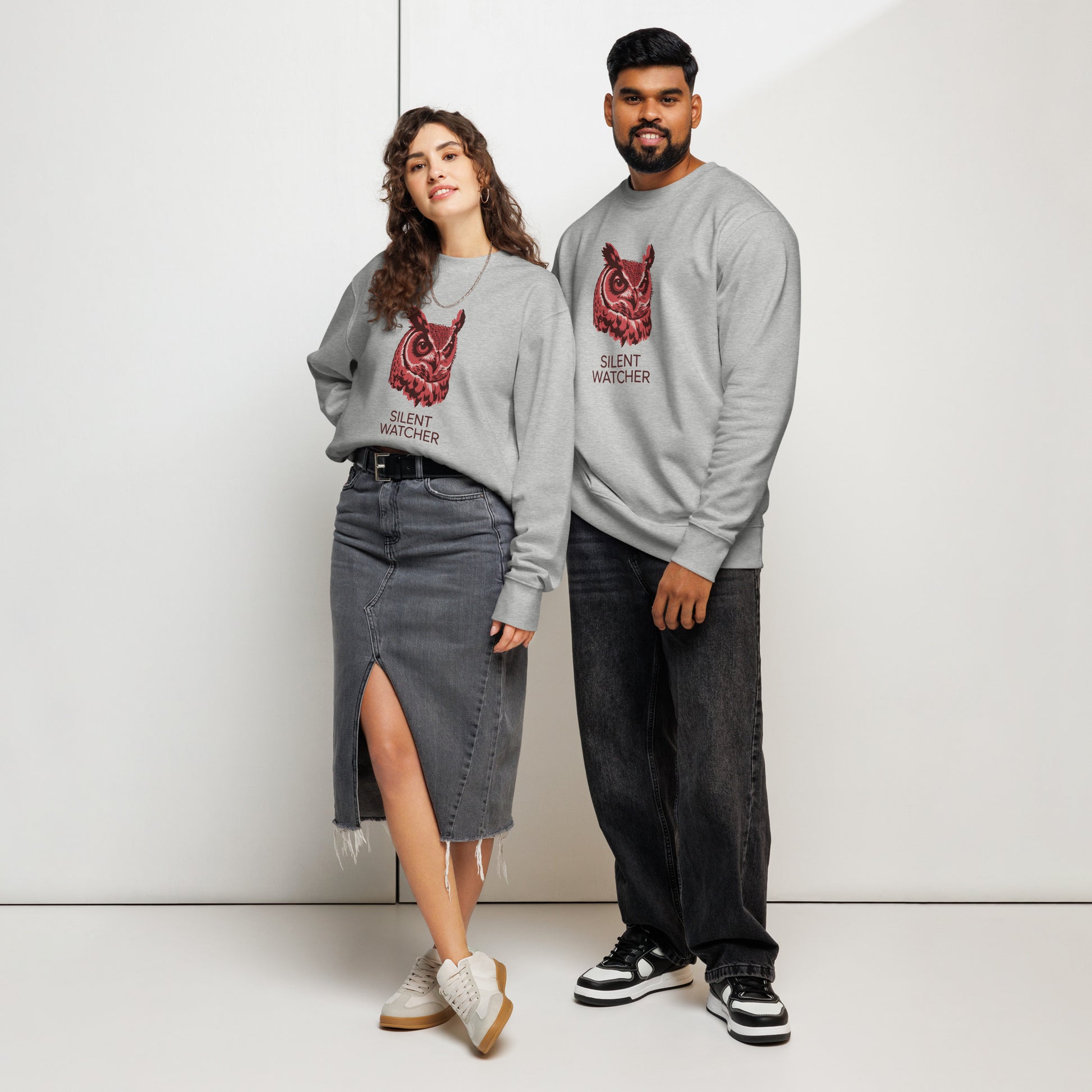 Unisex Organic Sweatshirt: 'Silent Watcher' in Fall | Ethical Owl Clothing USA Dudeily
