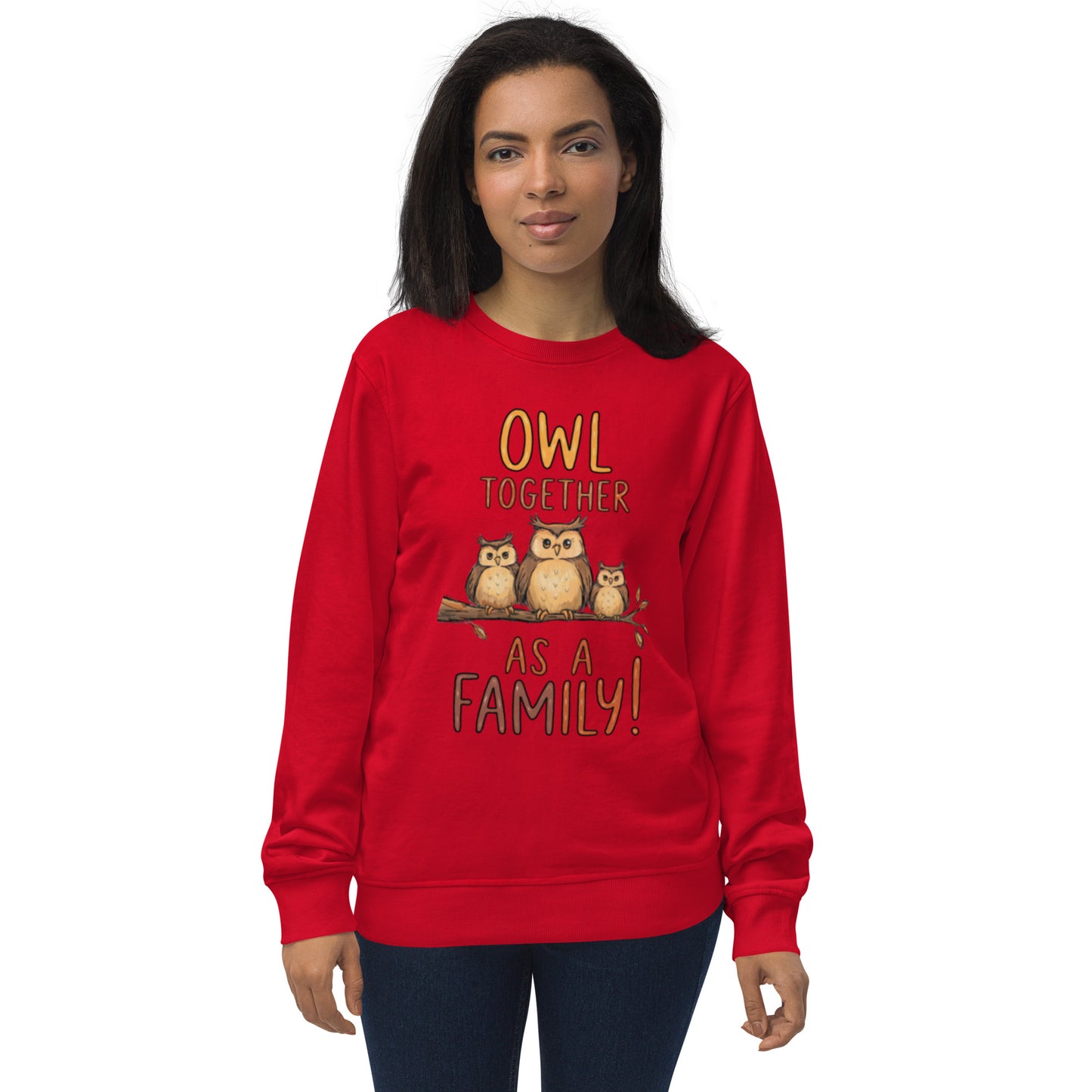 OwlNest Unisex Organic Sweatshirt – Timeless Comfort, Thoughtfully Made Red Dudeily