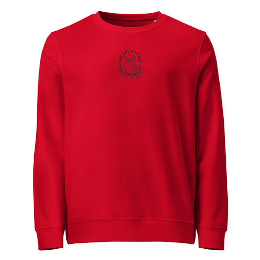 Owl Unisex Organic Sweatshirt – 'Peace Lives in the Night' in Fall | Sustainable Fashion USA Dudeily