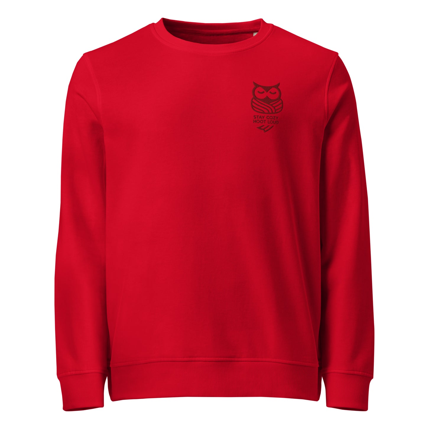 Owl Unisex Organic Sweatshirt: 'Stay Cozy Hoot Loud' in Fall | Sustainable Owl Fashion USA Dudeily