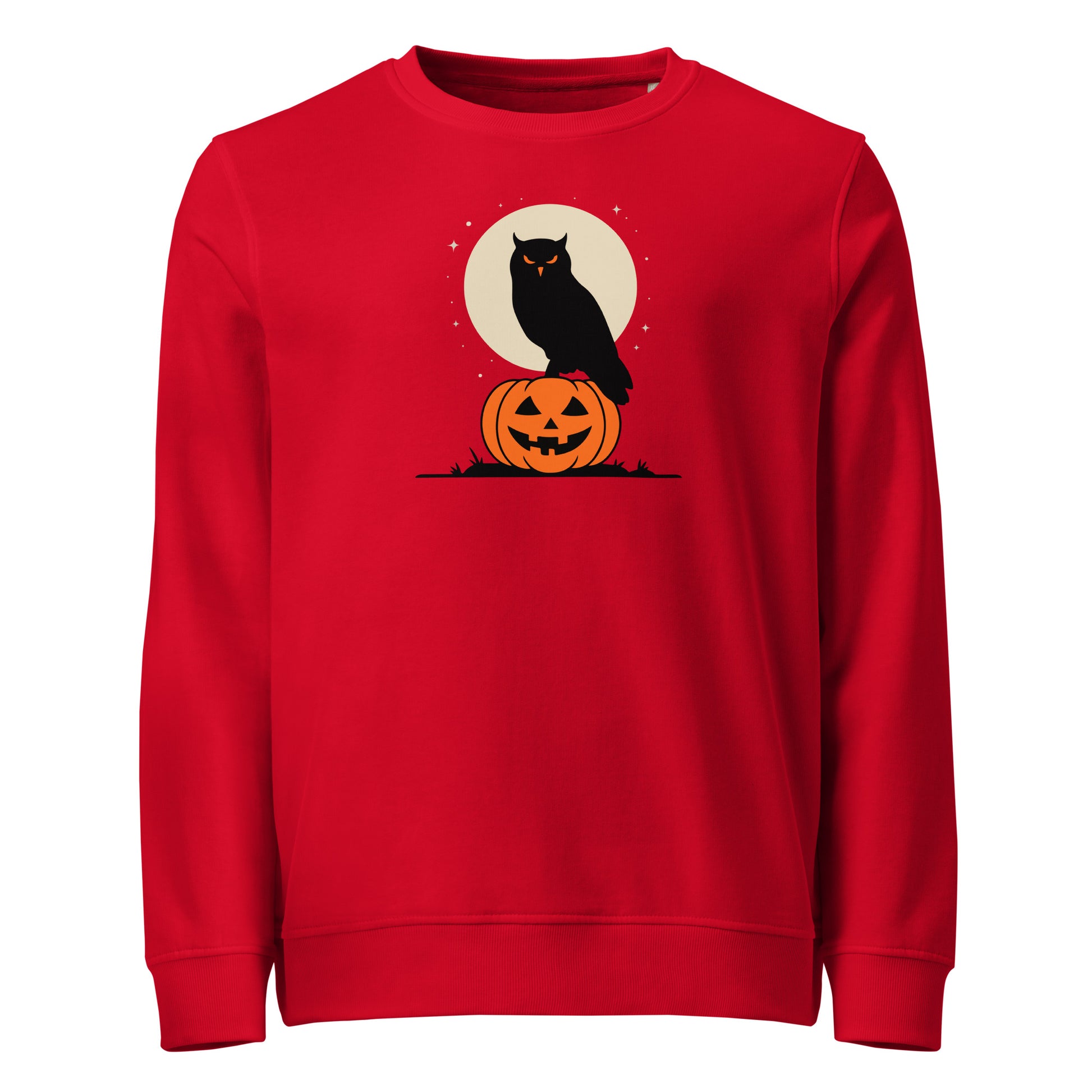 Unisex Organic Sweatshirt: Halloween Owl Cozy Eco-Friendly Style USA Dudeily