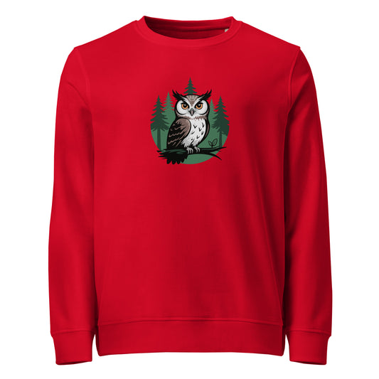 Unisex Organic Sweatshirt – Forest Owl Print | Eco-Friendly Owl Clothing Dudeily